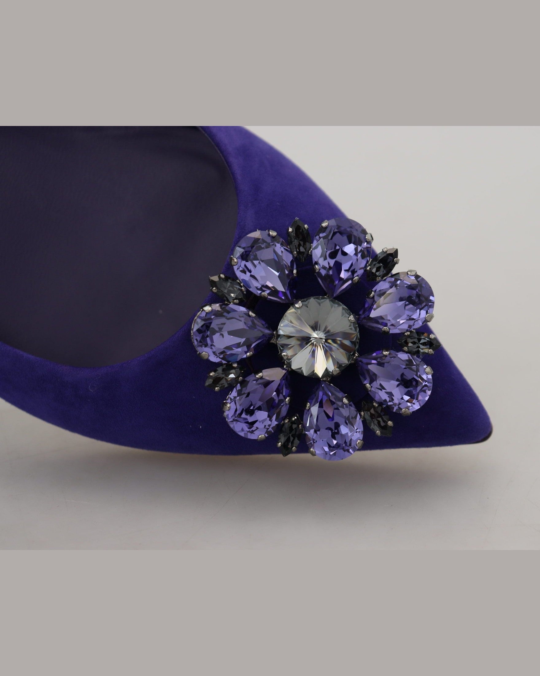 Dolce & Gabbana Purple Suede Crystals Loafers Glam Steals