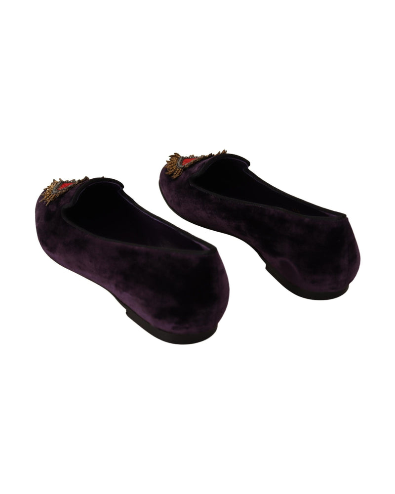 Dolce & Gabbana Purple Velvet Dg Heart Loafers Flats Shoes Glam Steals