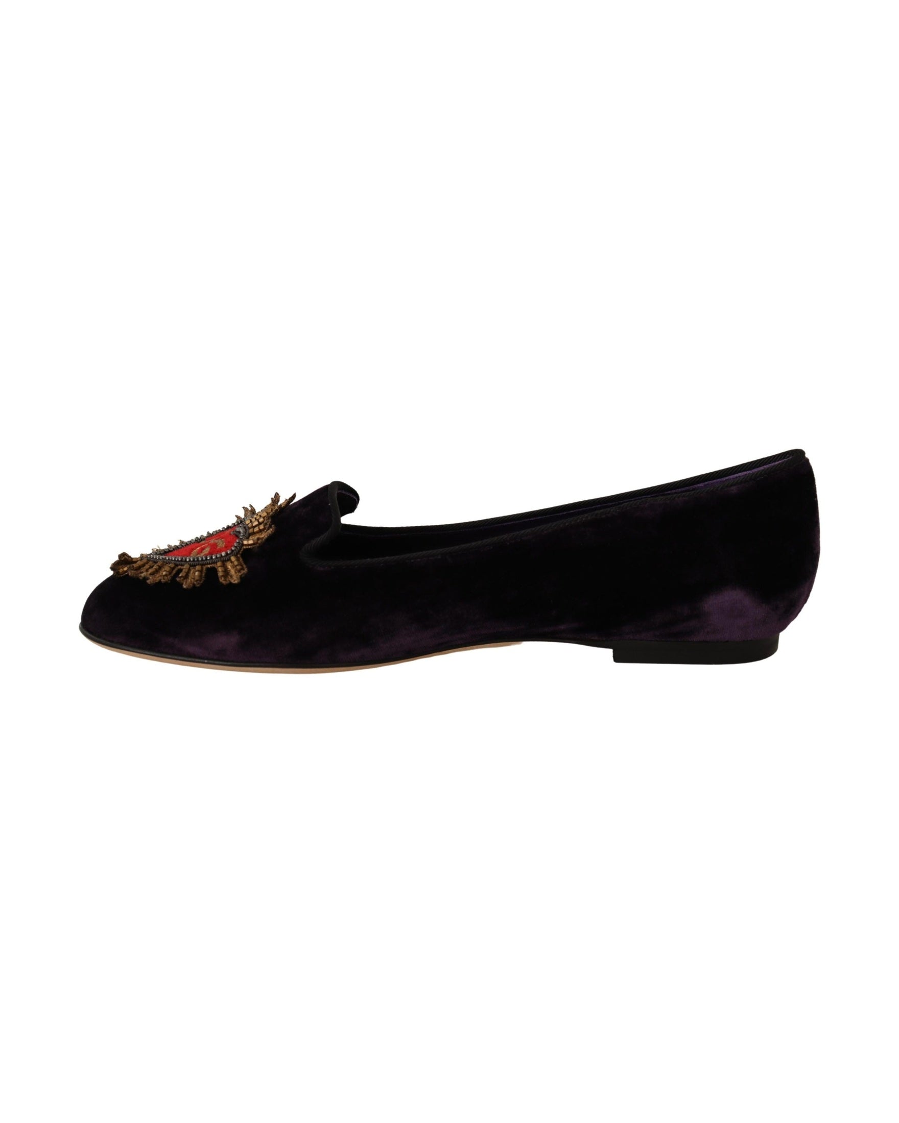 Dolce & Gabbana Purple Velvet Dg Heart Loafers Flats Shoes Glam Steals