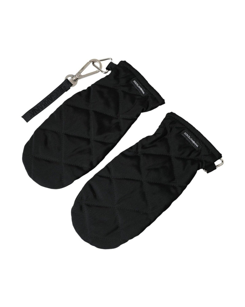 Dolce & Gabbana Quilted Nylon Wrist Length Mitten Black Gloves Gloves & Mittens