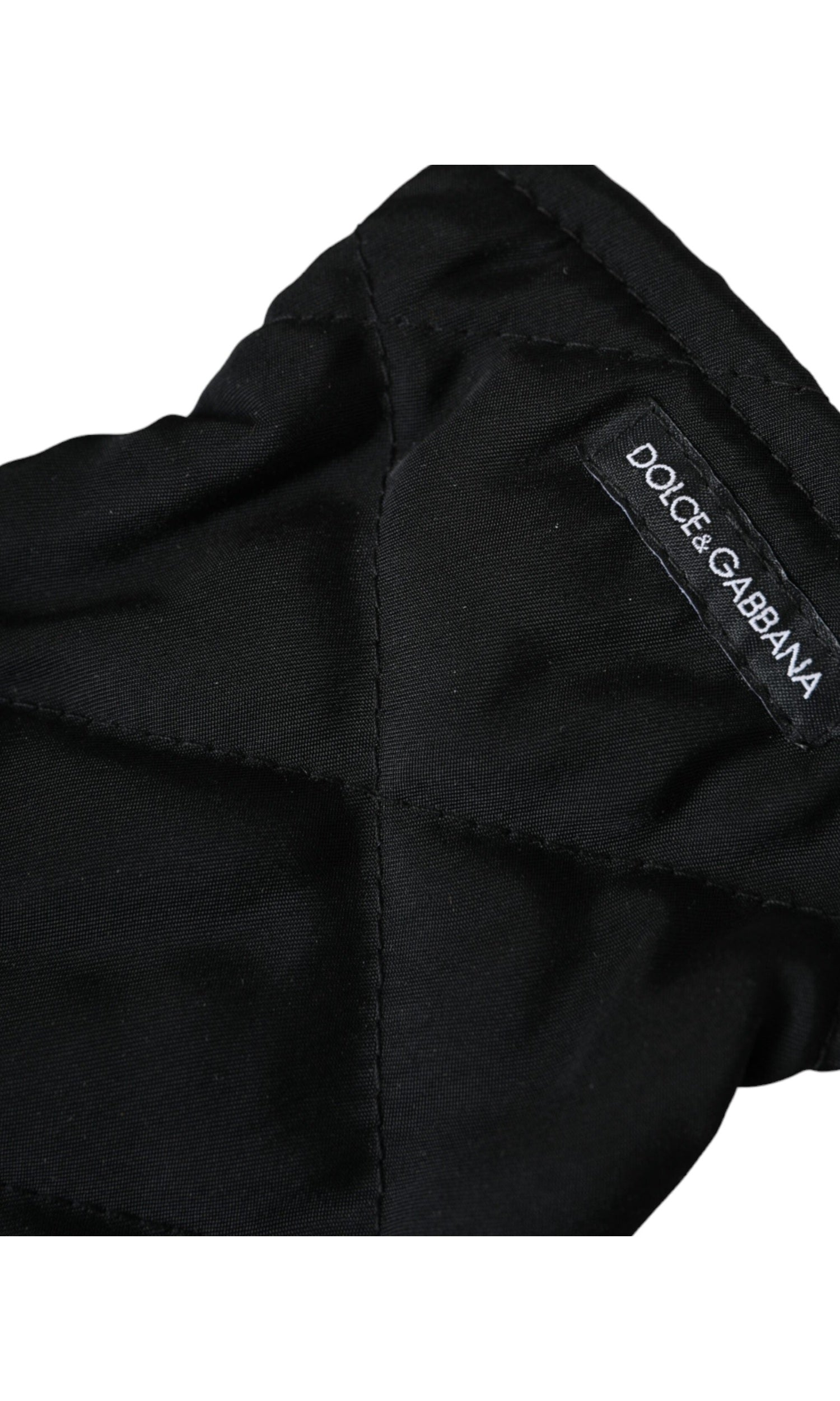 Dolce & Gabbana Quilted Nylon Wrist Length Mitten Black Gloves Glam Steals