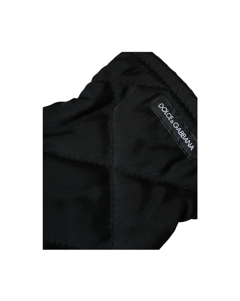 Dolce & Gabbana Quilted Nylon Wrist Length Mitten Black Gloves Glam Steals