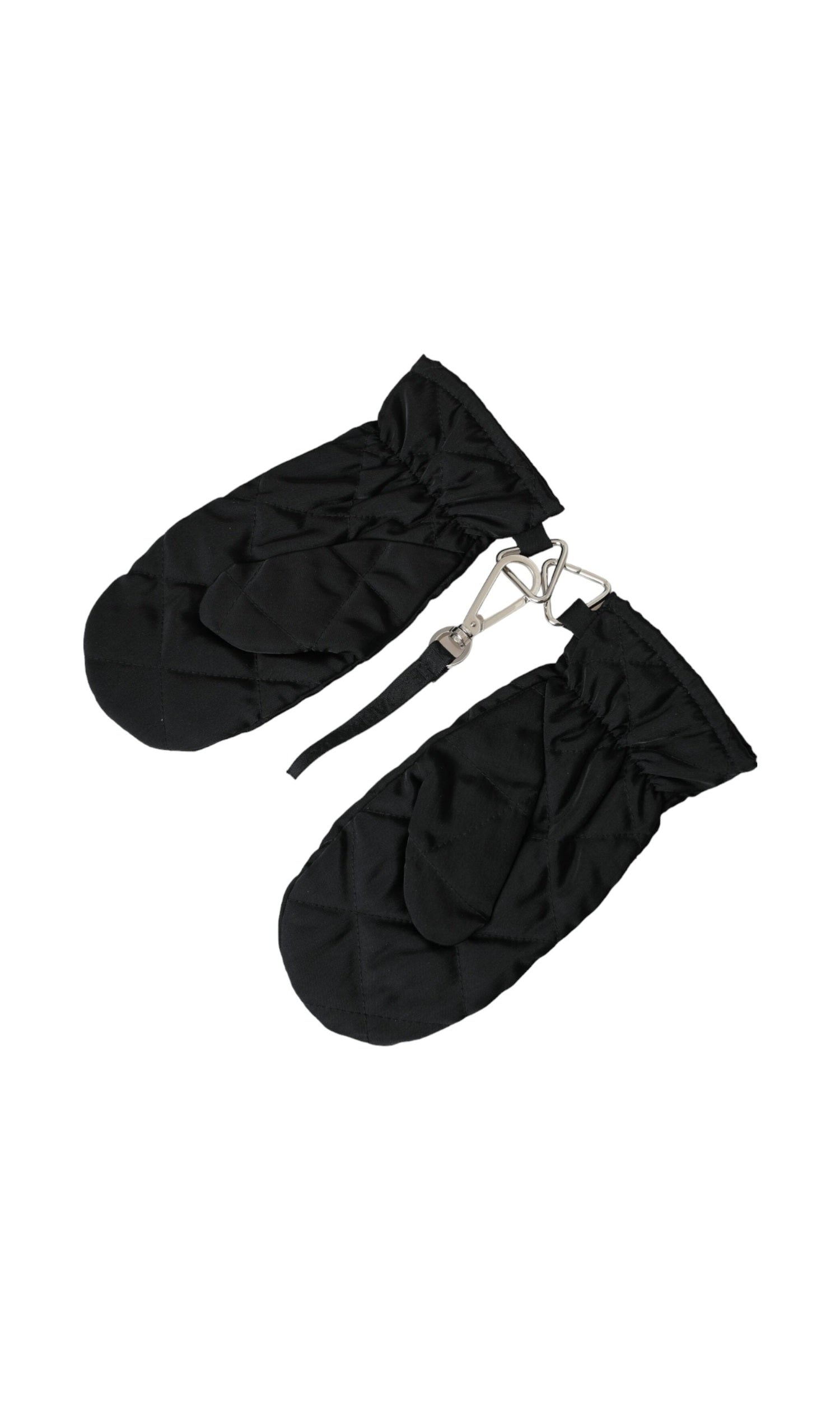 Dolce & Gabbana Quilted Nylon Wrist Length Mitten Black Gloves Glam Steals