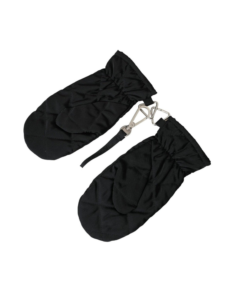 Dolce & Gabbana Quilted Nylon Wrist Length Mitten Black Gloves Glam Steals