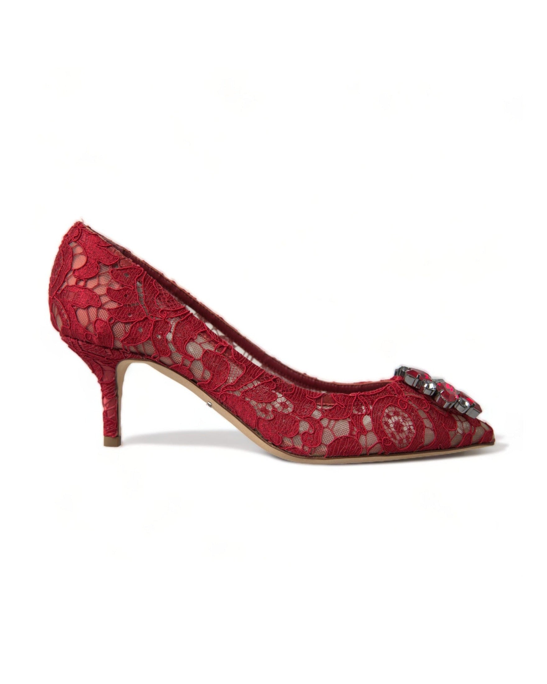 Dolce & Gabbana Radiant Lace Heels With Red Crystals Glam Steals