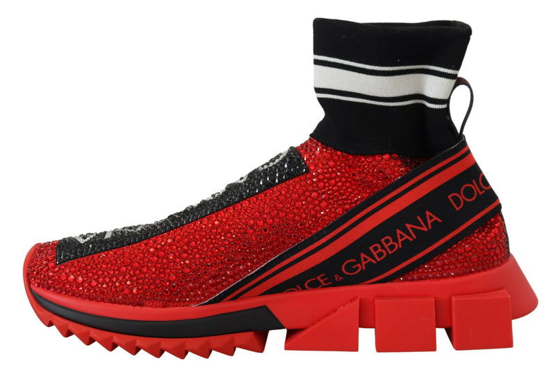 Dolce & Gabbana Red Bling Sorrento Sneakers Socks Shoes Glam Steals
