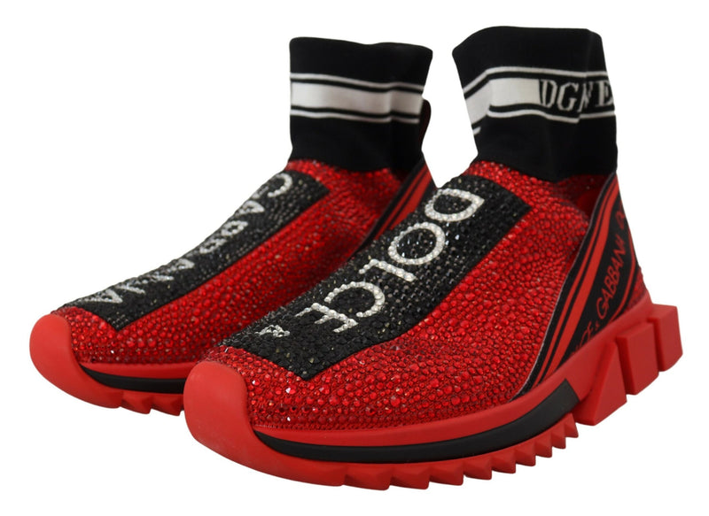 Dolce & Gabbana Red Bling Sorrento Sneakers Socks Shoes Glam Steals