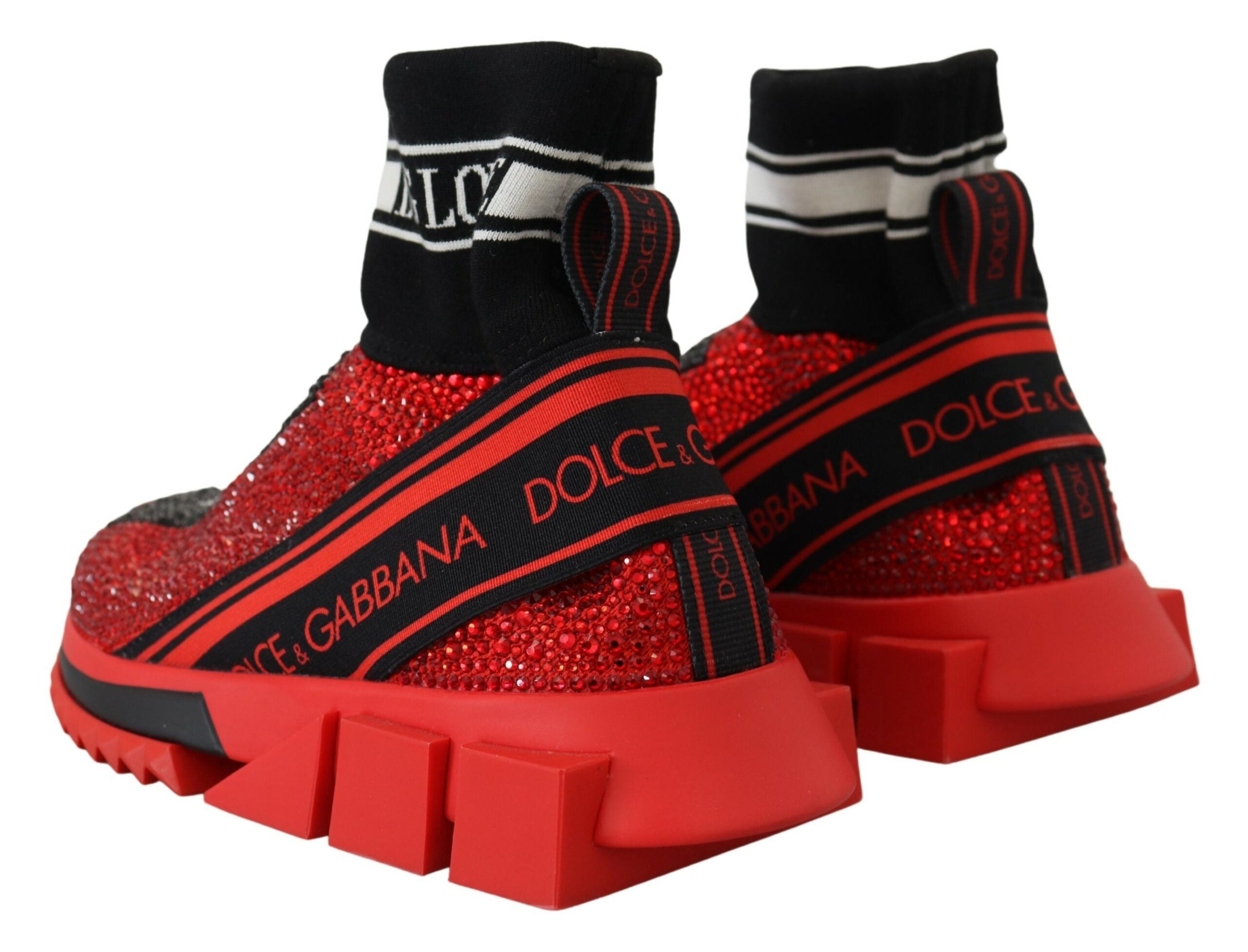 Dolce & Gabbana Red Bling Sorrento Sneakers Socks Shoes Glam Steals