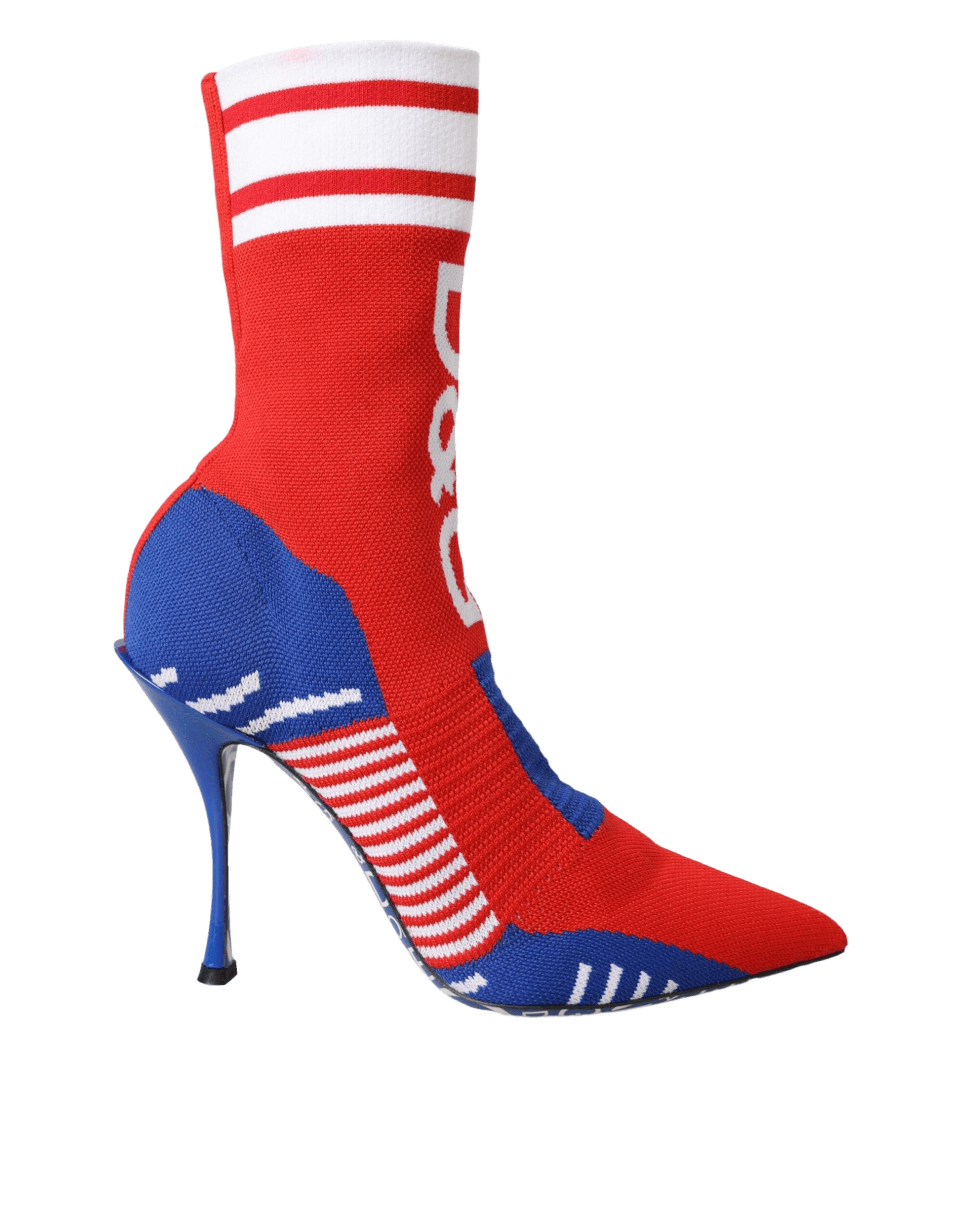 Dolce & Gabbana Red Blue Stretch Sock Style Ankle Boots Logo Shoes Glam Steals