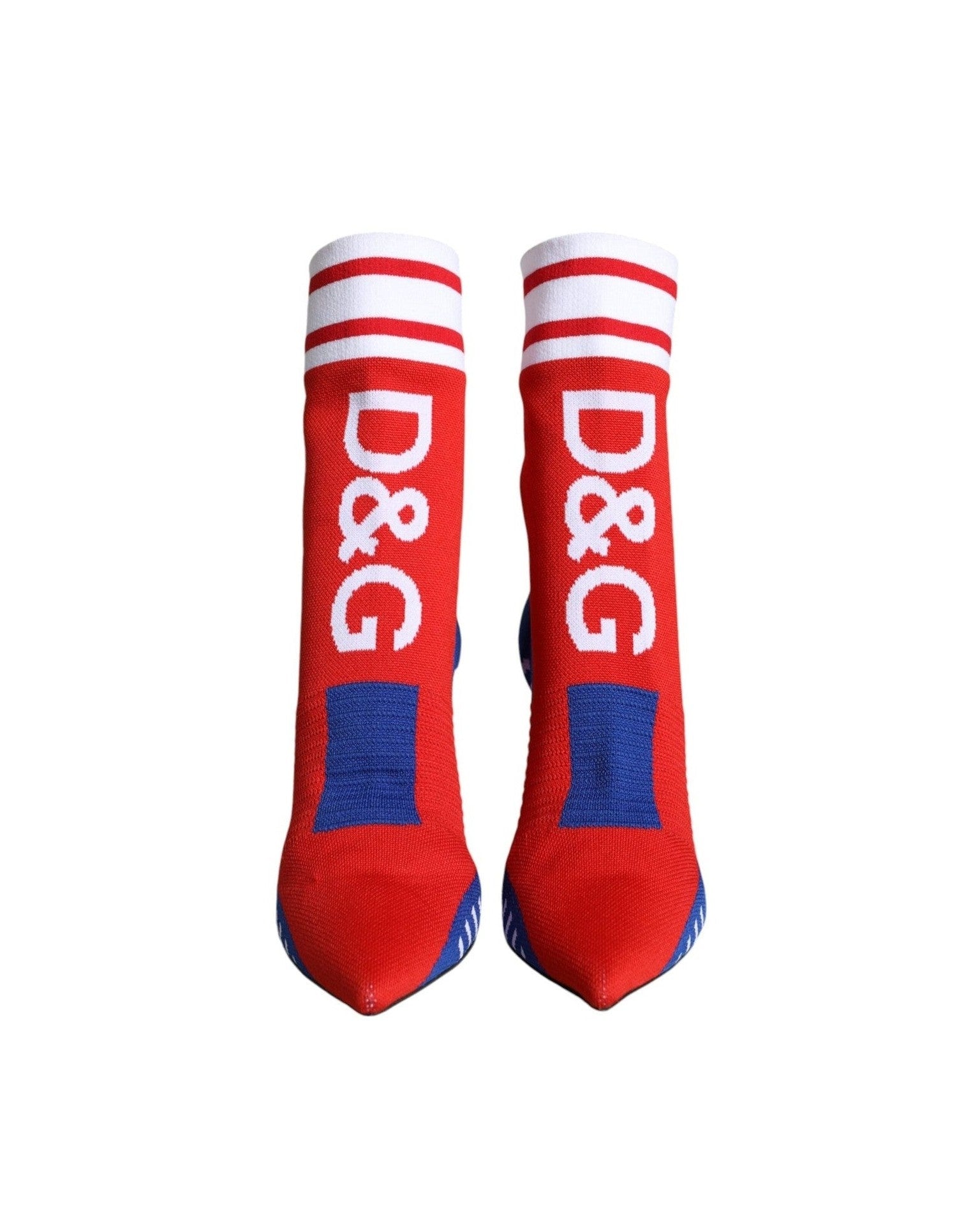 Dolce & Gabbana Red Blue Stretch Sock Style Ankle Boots Logo Shoes Glam Steals