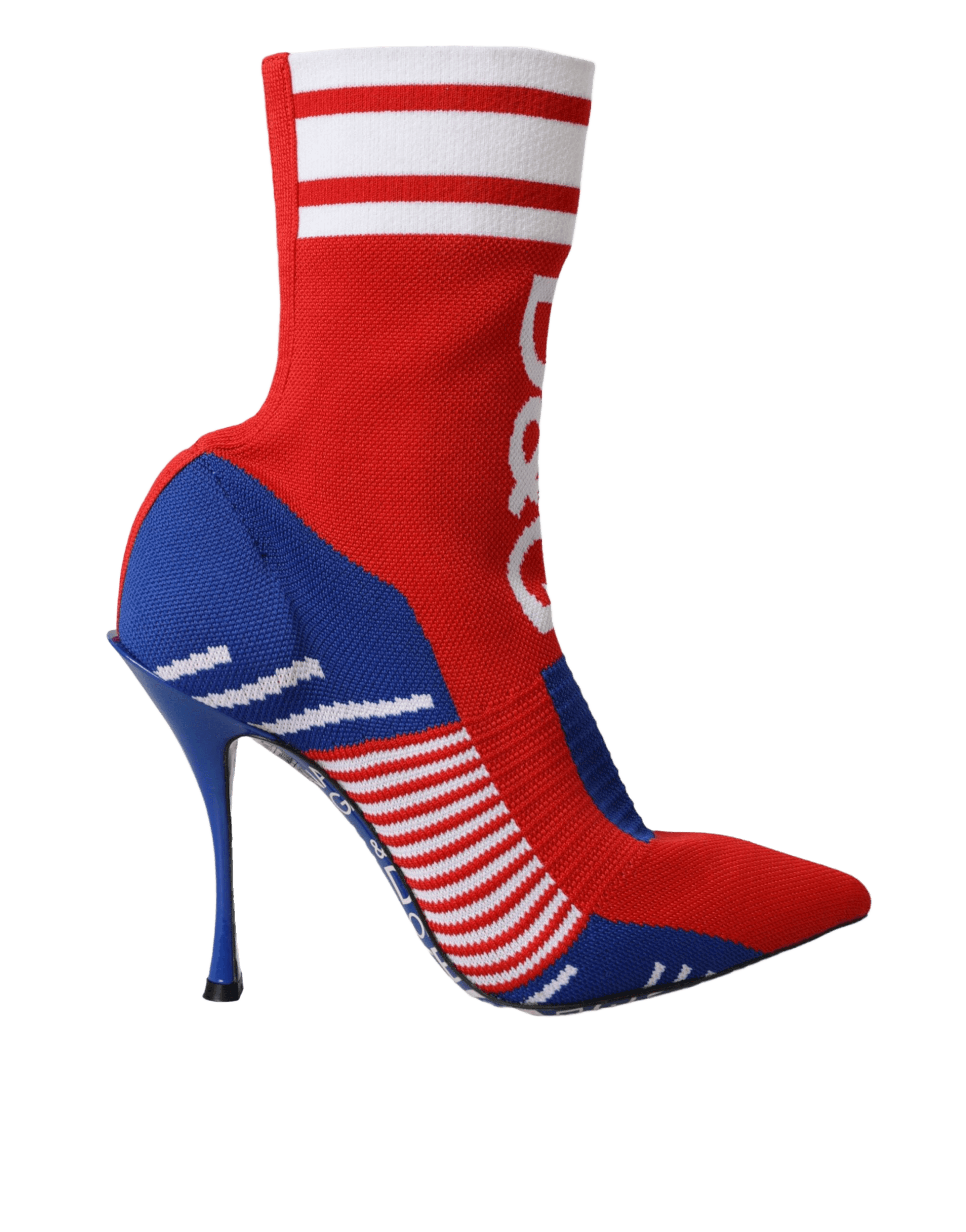 Dolce & Gabbana Red Blue Stretch Sock Style Short Boots Logo Shoes Glam Steals