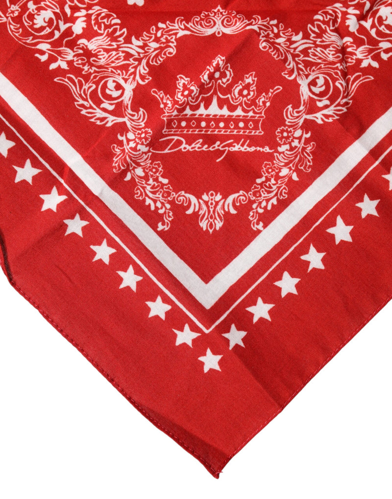 Dolce & Gabbana Red Cotton Dg Sacred Heart Foulard Scarf Glam Steals