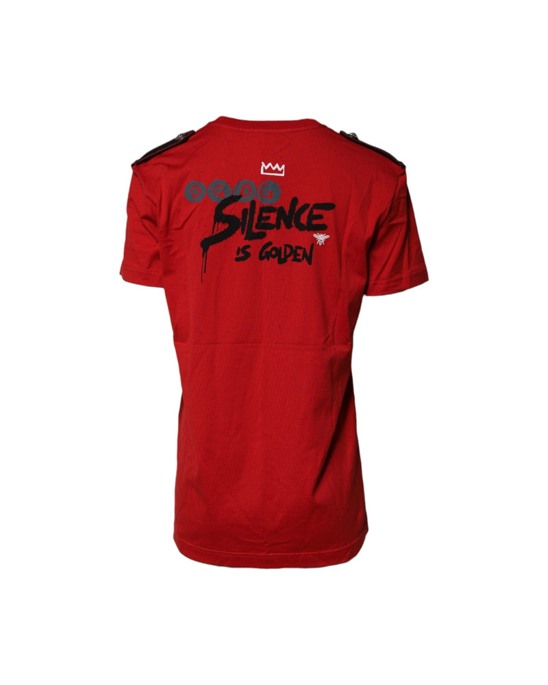 Dolce & Gabbana Red Cotton Graphic Print Crew Neck T-shirt Glam Steals