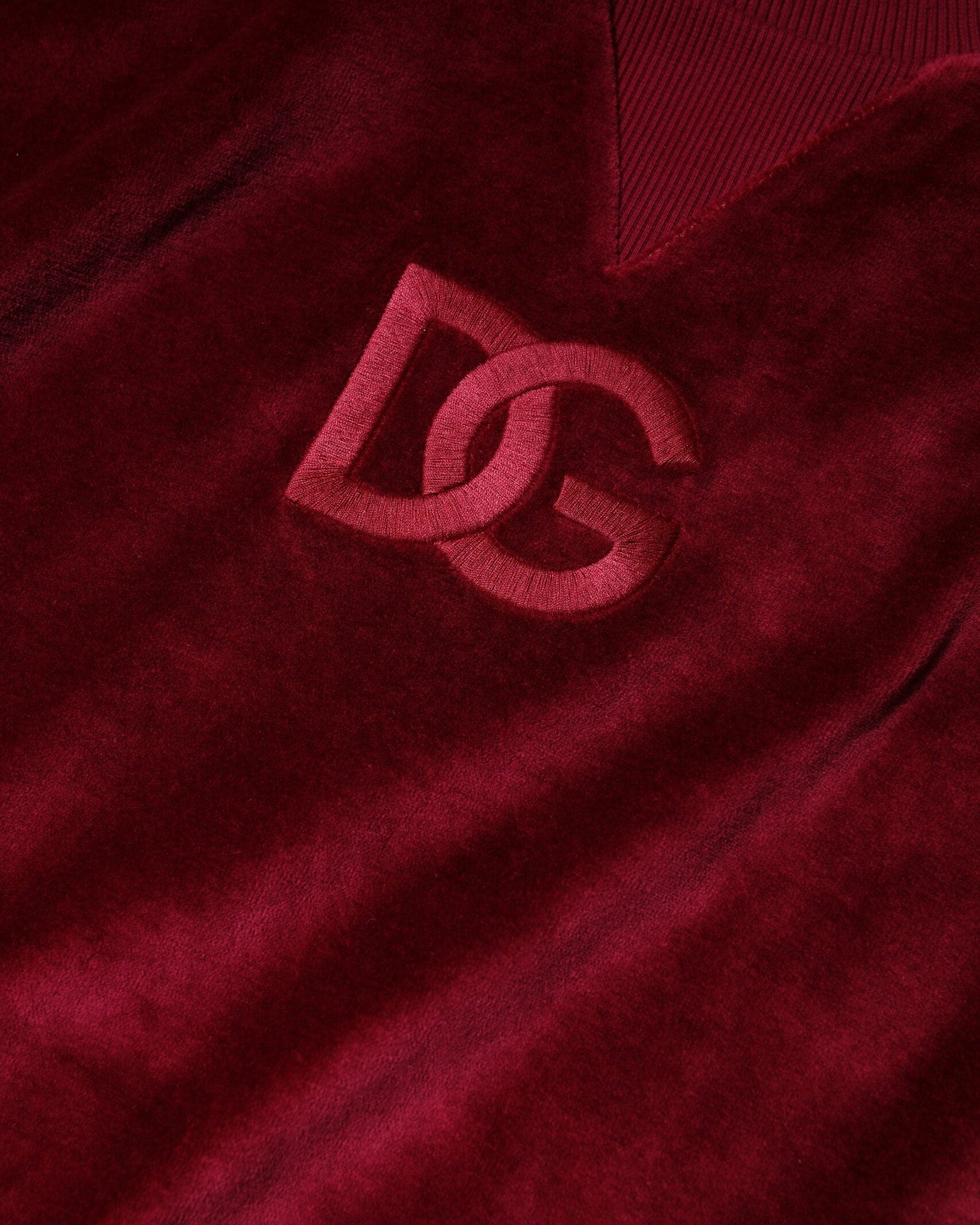 Dolce & Gabbana Red Cotton Velvet Crew Neck Pullover Sweater Glam Steals