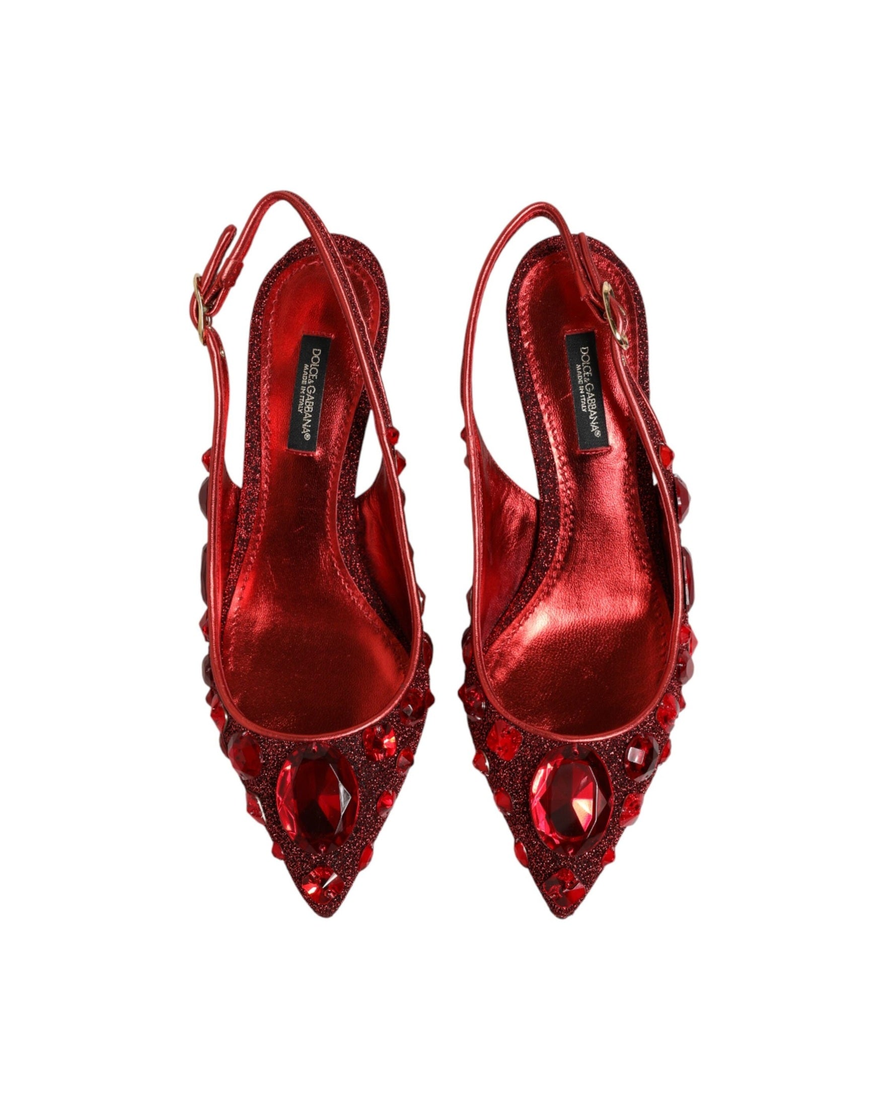 Dolce & Gabbana Red Crystal Embellished Slingbacks Shoes Glam Steals