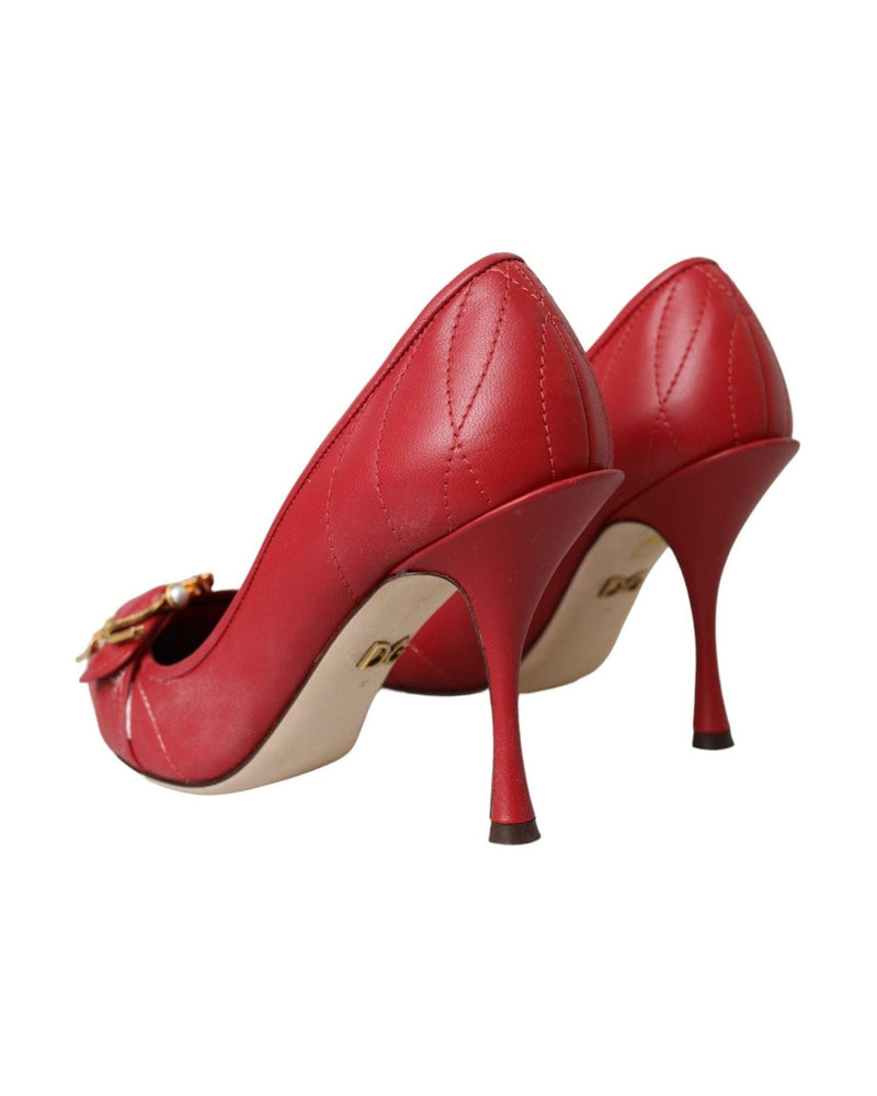 Dolce & Gabbana Red Devotion Leather Heels Pumps Shoes Glam Steals