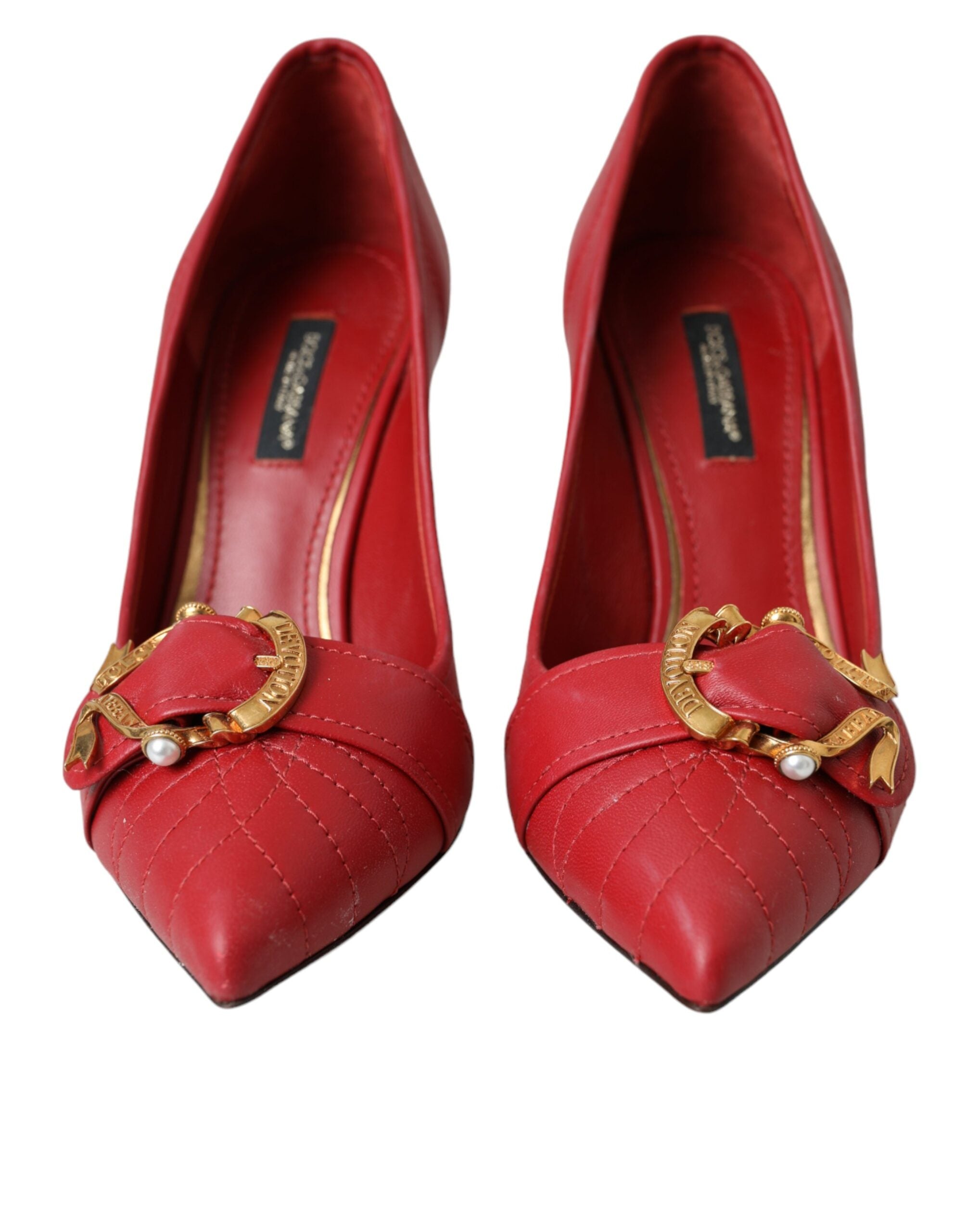 Dolce & Gabbana Red Devotion Leather Heels Pumps Shoes Glam Steals