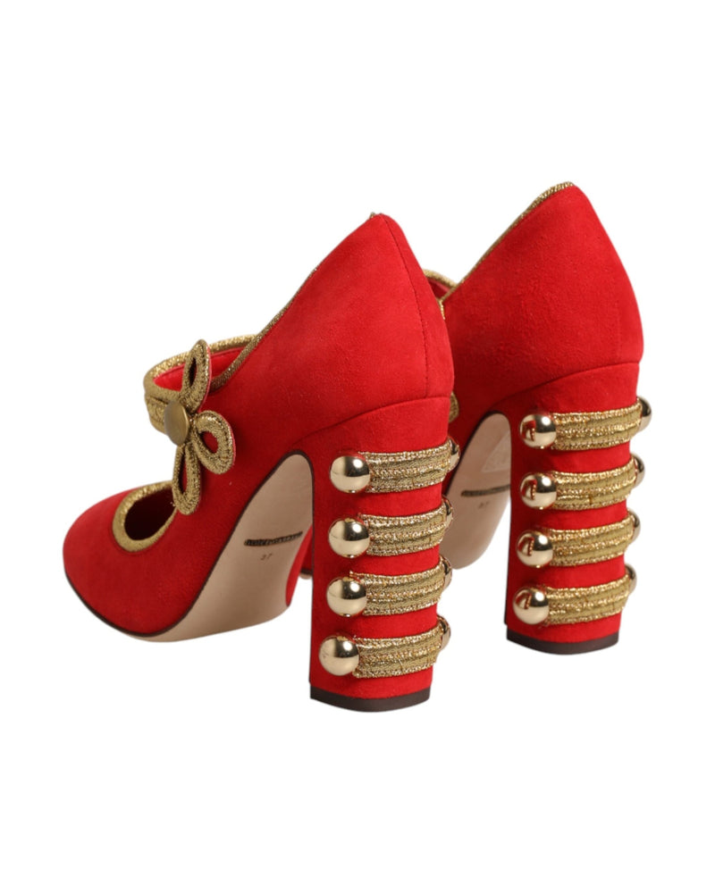 Dolce & Gabbana Red Embellished Mary Janes Pumps Glam Steals