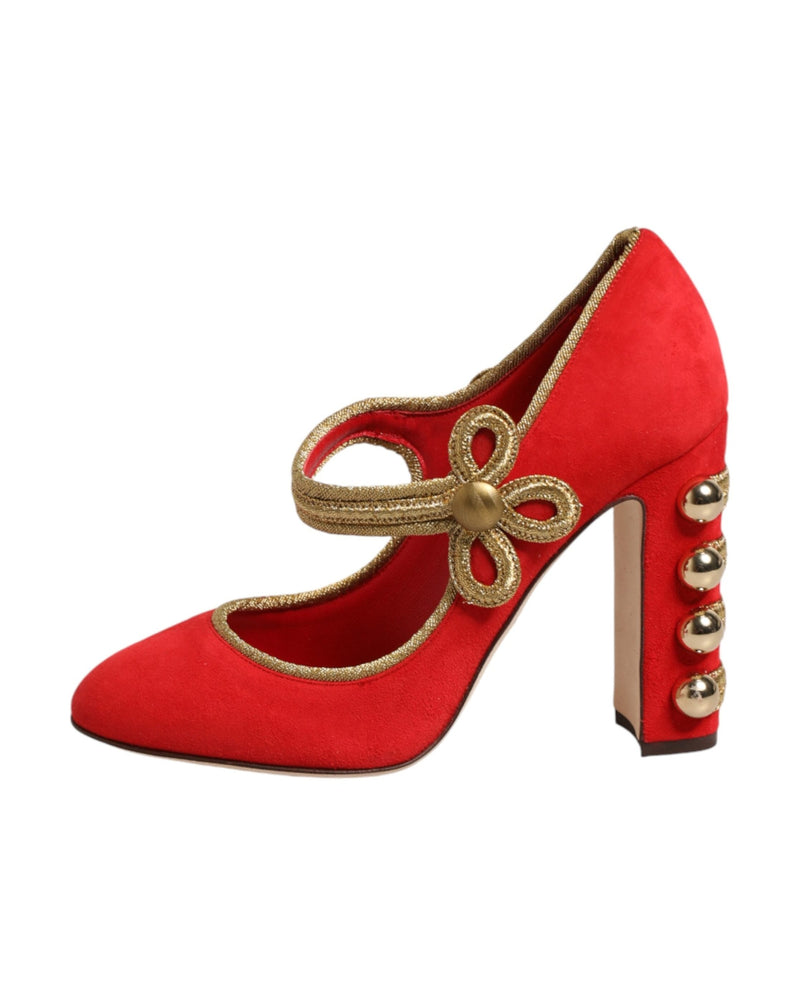 Dolce & Gabbana Red Embellished Mary Janes Pumps Glam Steals