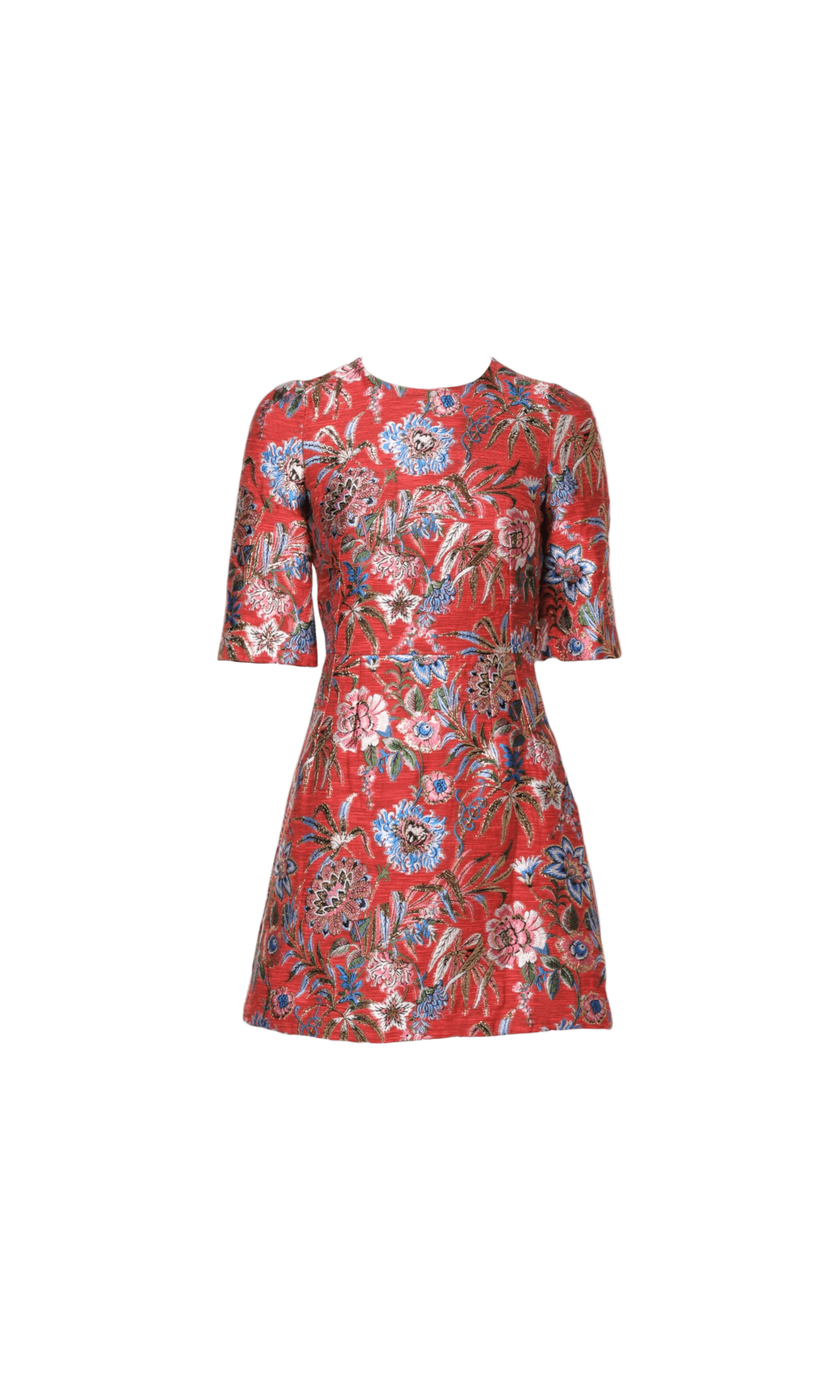 Dolce & Gabbana Red Floral Jacquard A Line Mini Dress Glam Steals