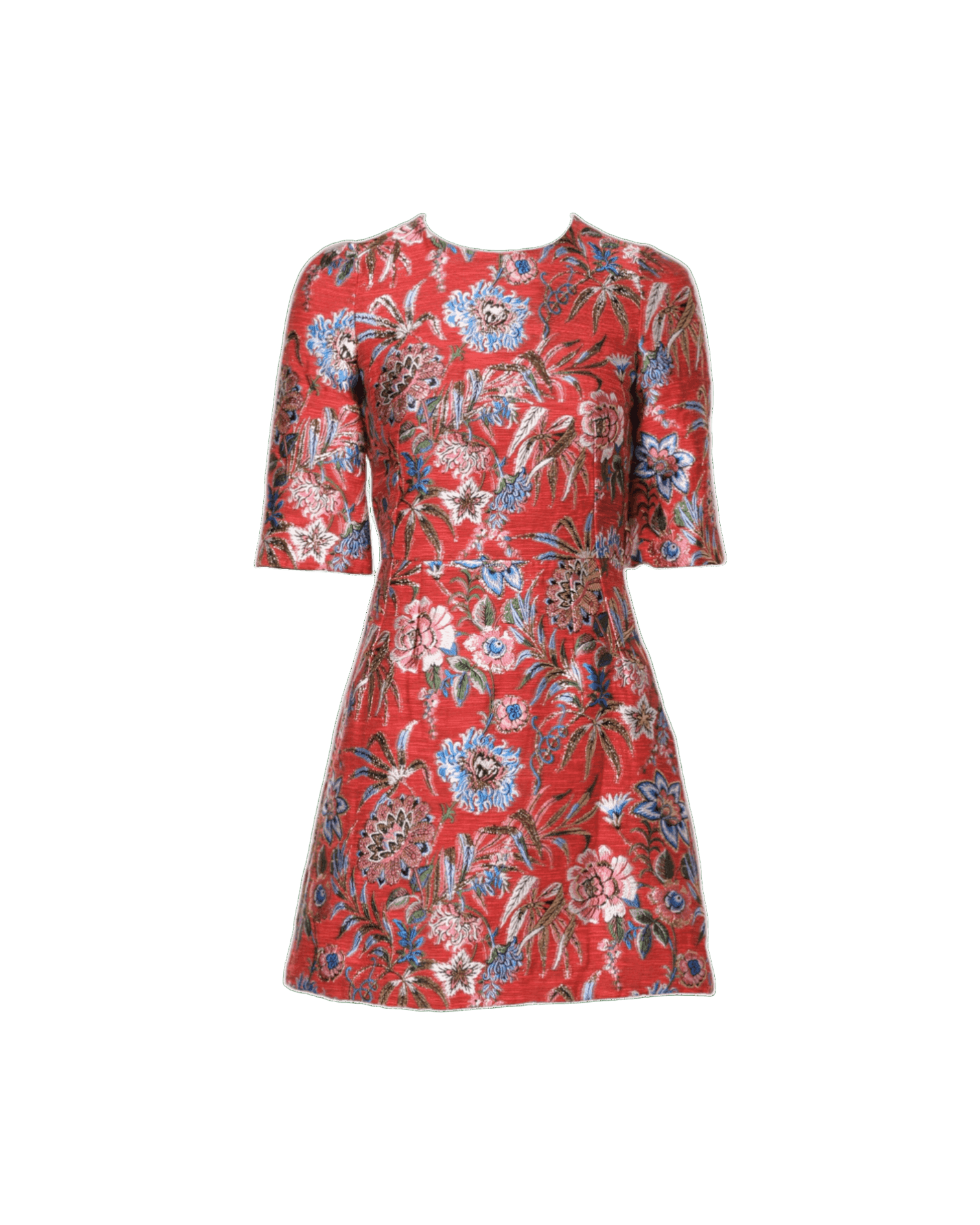 Dolce & Gabbana Red Floral Jacquard A Line Mini Dress Glam Steals