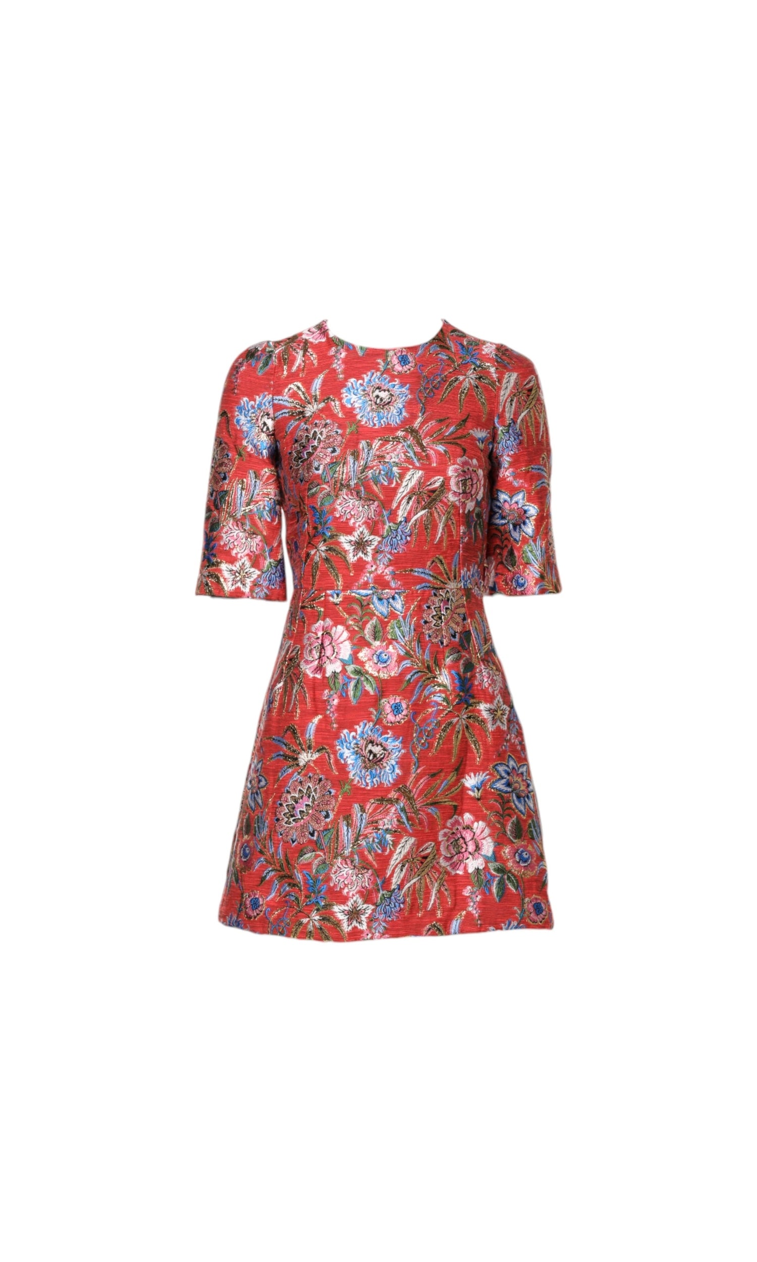 Dolce & Gabbana Red Floral Jacquard A Line Mini Dress Glam Steals
