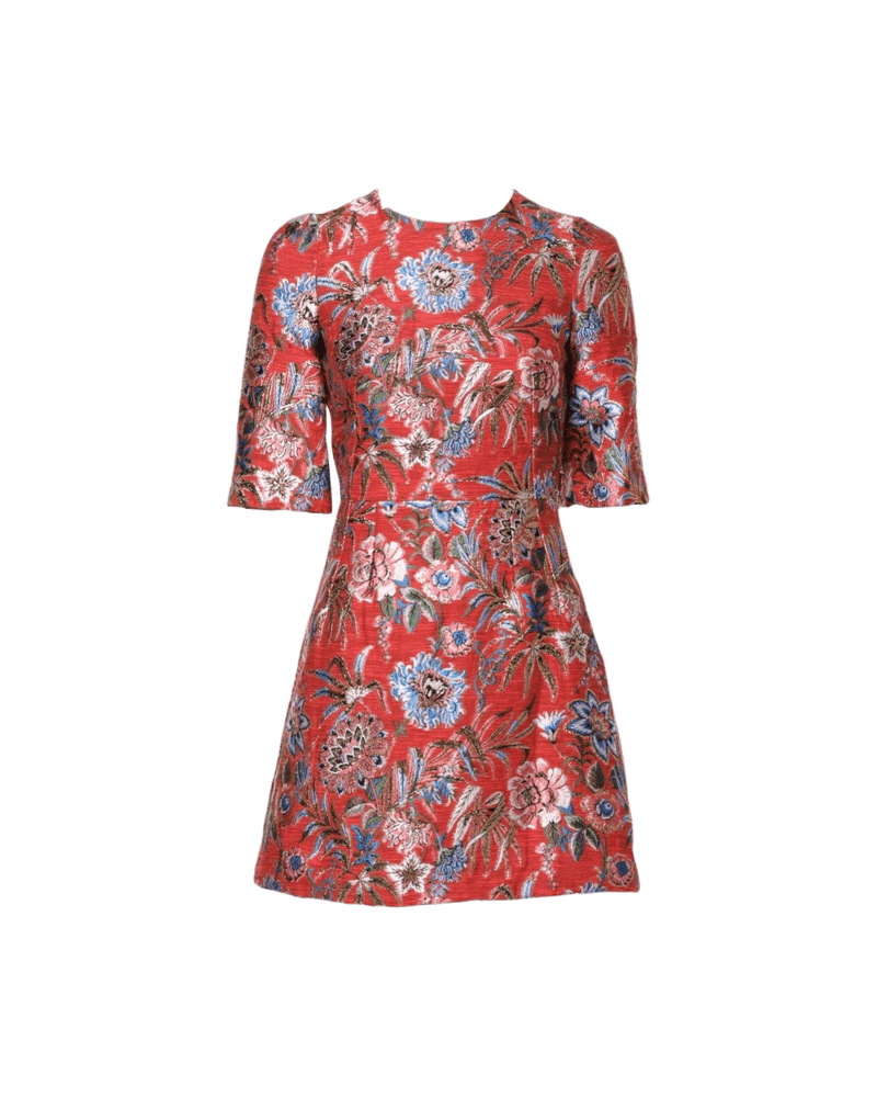 Dolce & Red Gabbana Floral Jacquard A Line Mini Dress Glam Steals