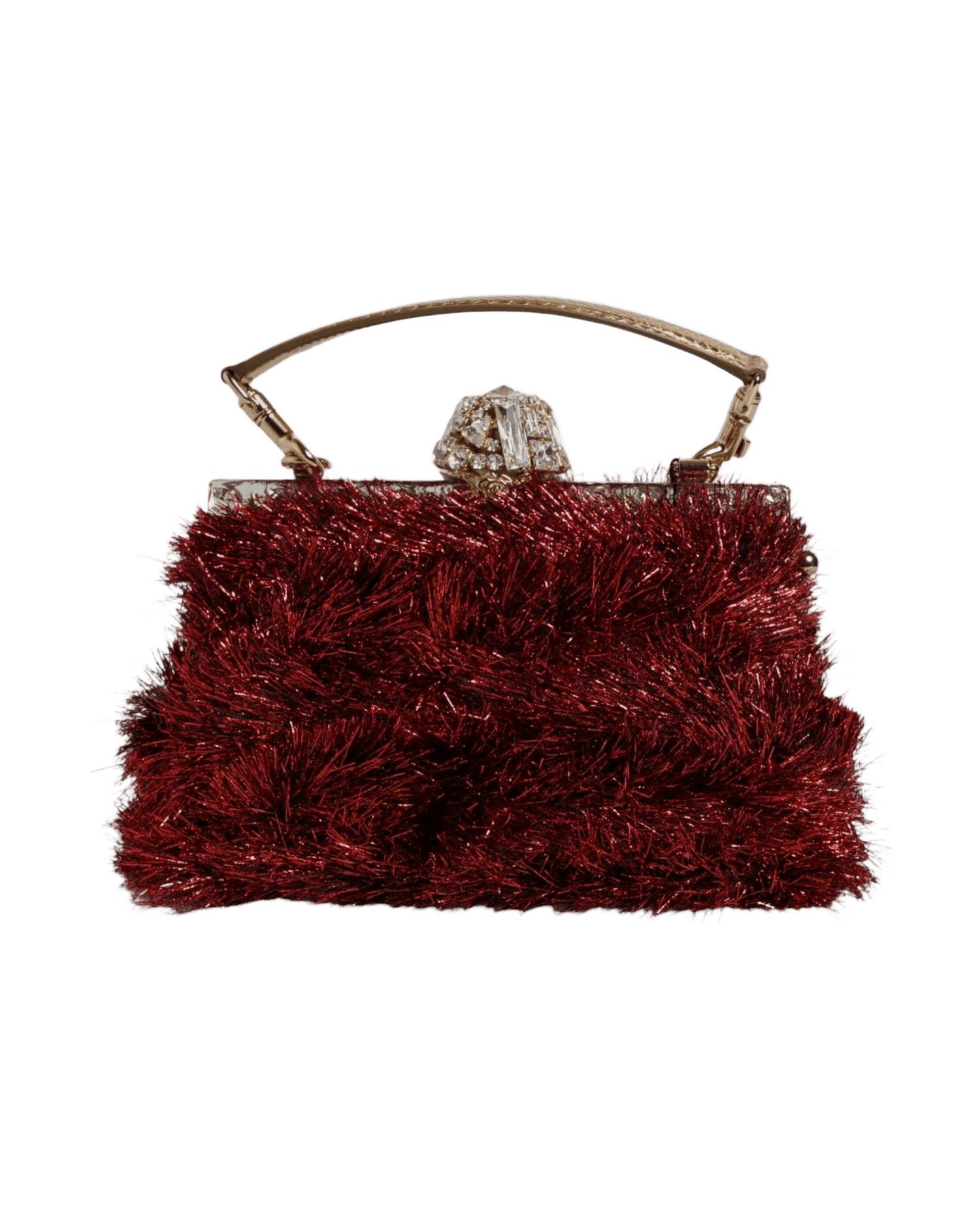 Dolce & Gabbana Red Gold Chain Vanda Tinsel Crystals Evening Clutch Bag Glam Steals