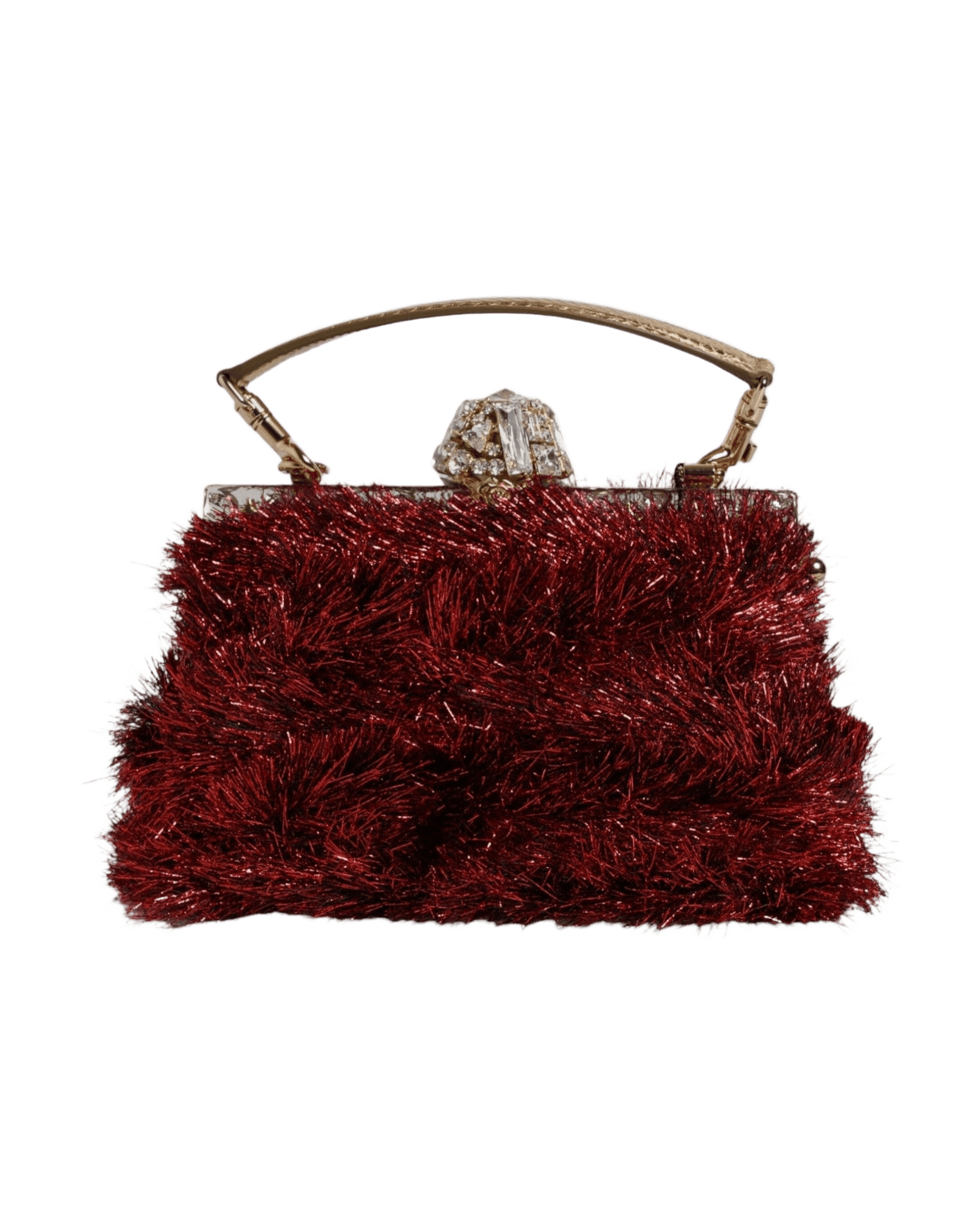 Dolce & Gabbana Red Gold Chain Vanda Tinsel Crystals Evening Clutch Bag Glam Steals