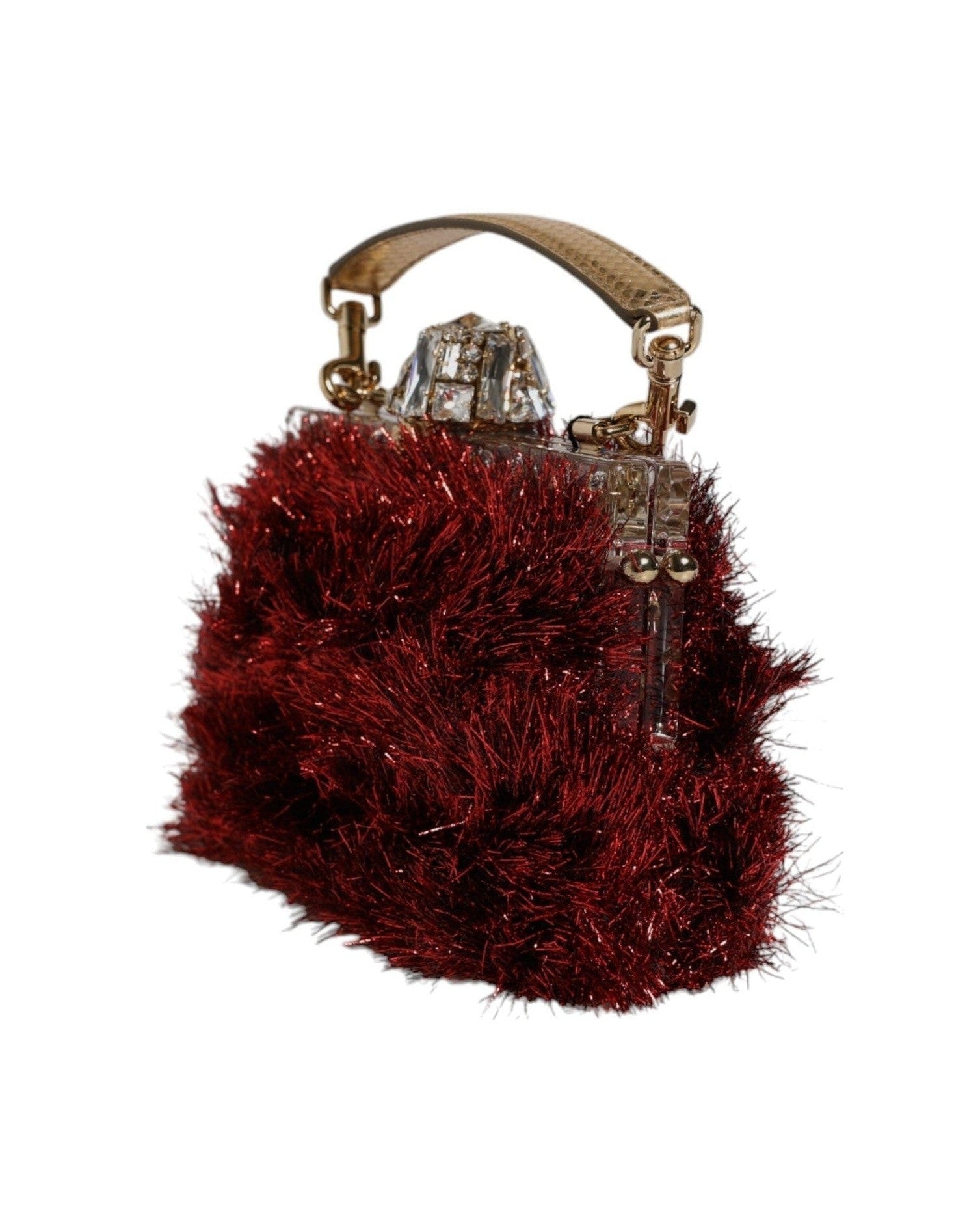 Dolce & Gabbana Red Gold Chain Vanda Tinsel Crystals Evening Clutch Bag Glam Steals
