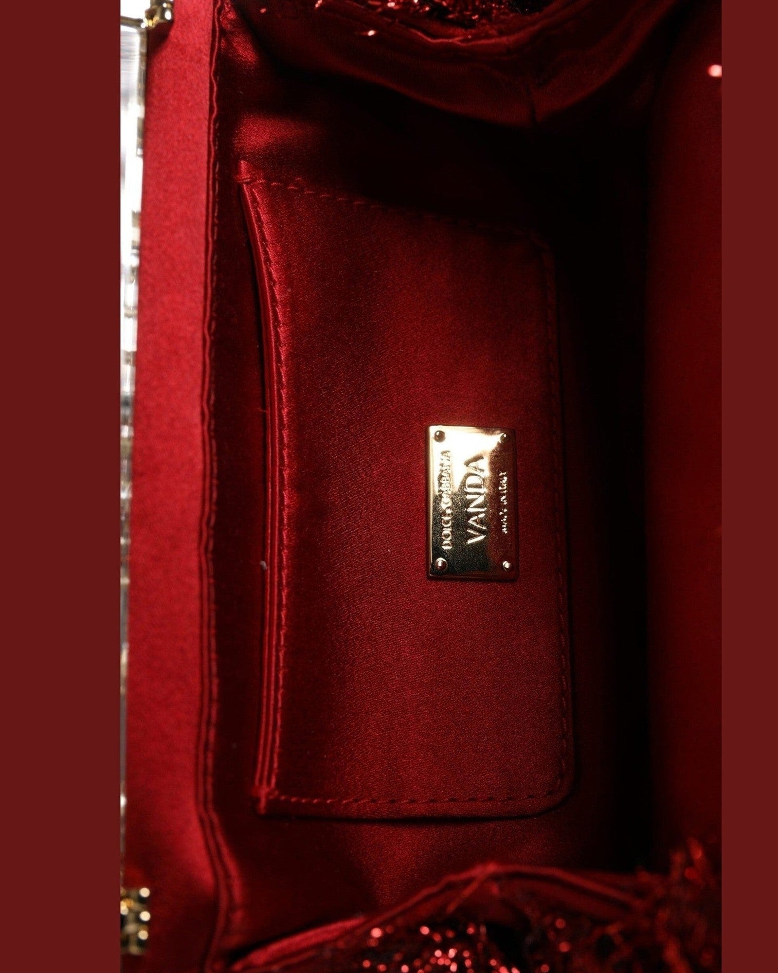 Dolce & Gabbana Red Gold Chain Vanda Tinsel Crystals Evening Clutch Bag Glam Steals