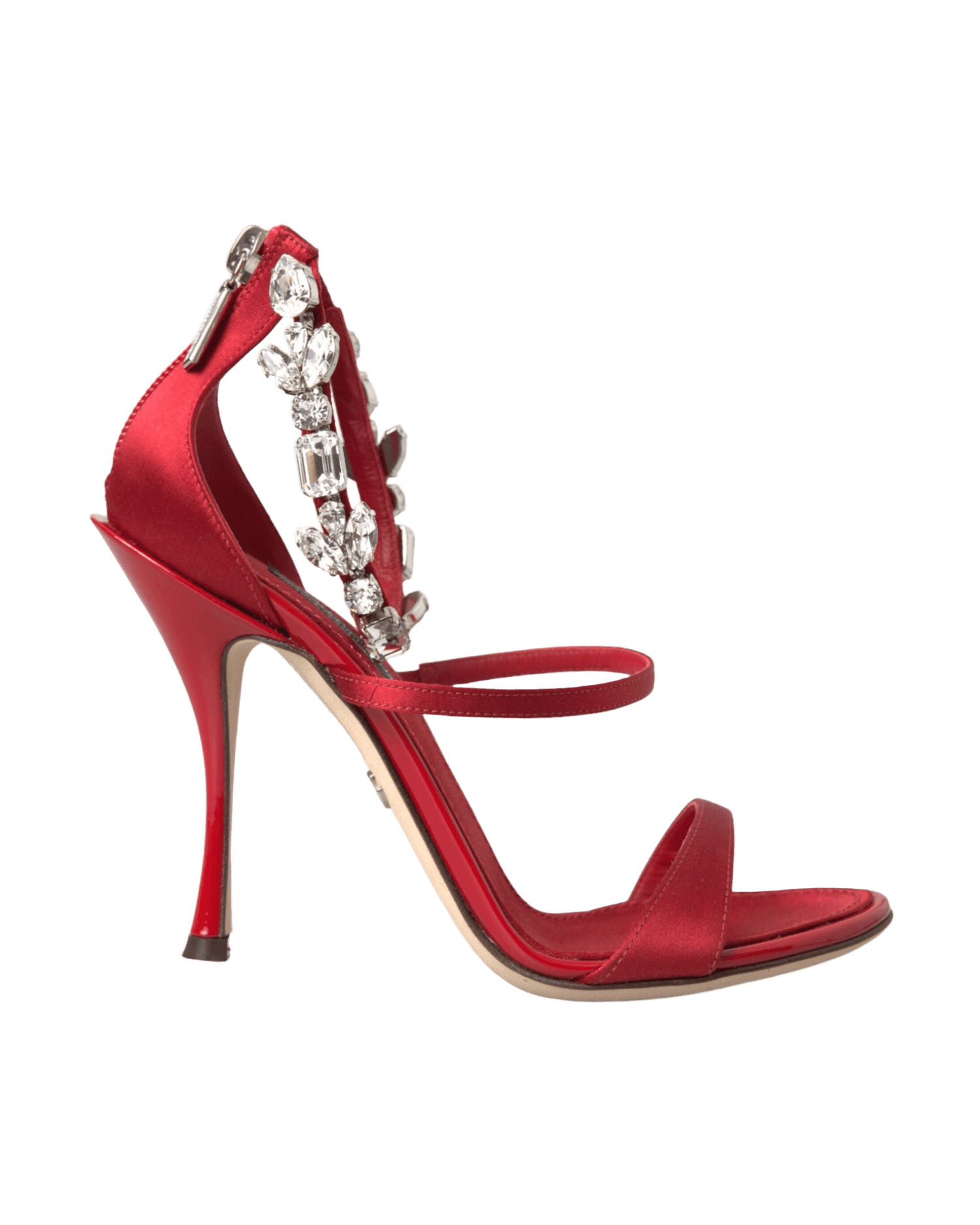 Dolce & Gabbana Red Keira Satin Crystals Sandals Heels Shoes Heels