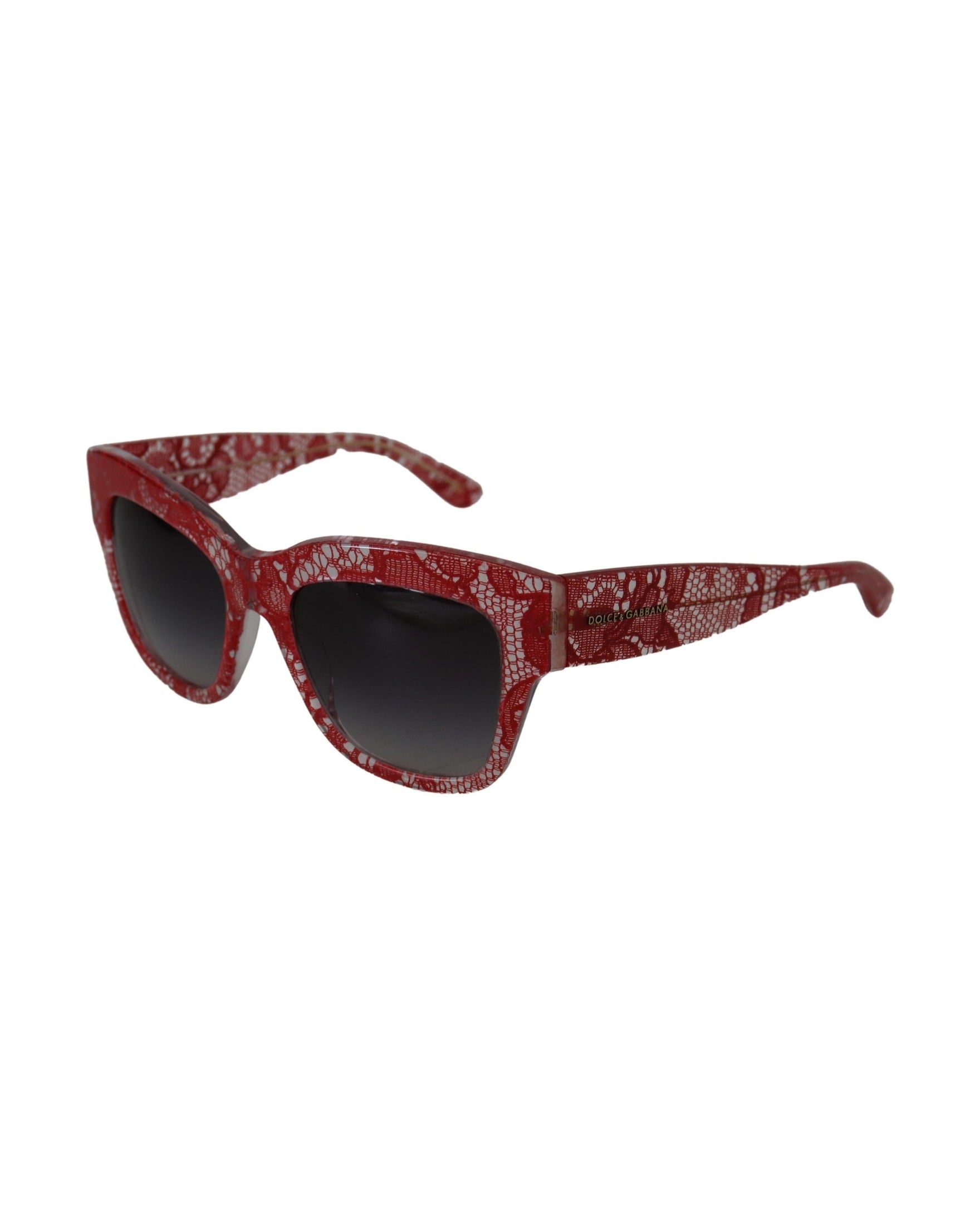 Dolce & Gabbana Red Lace Acetate Rectangle Sunglasses Glam Steals