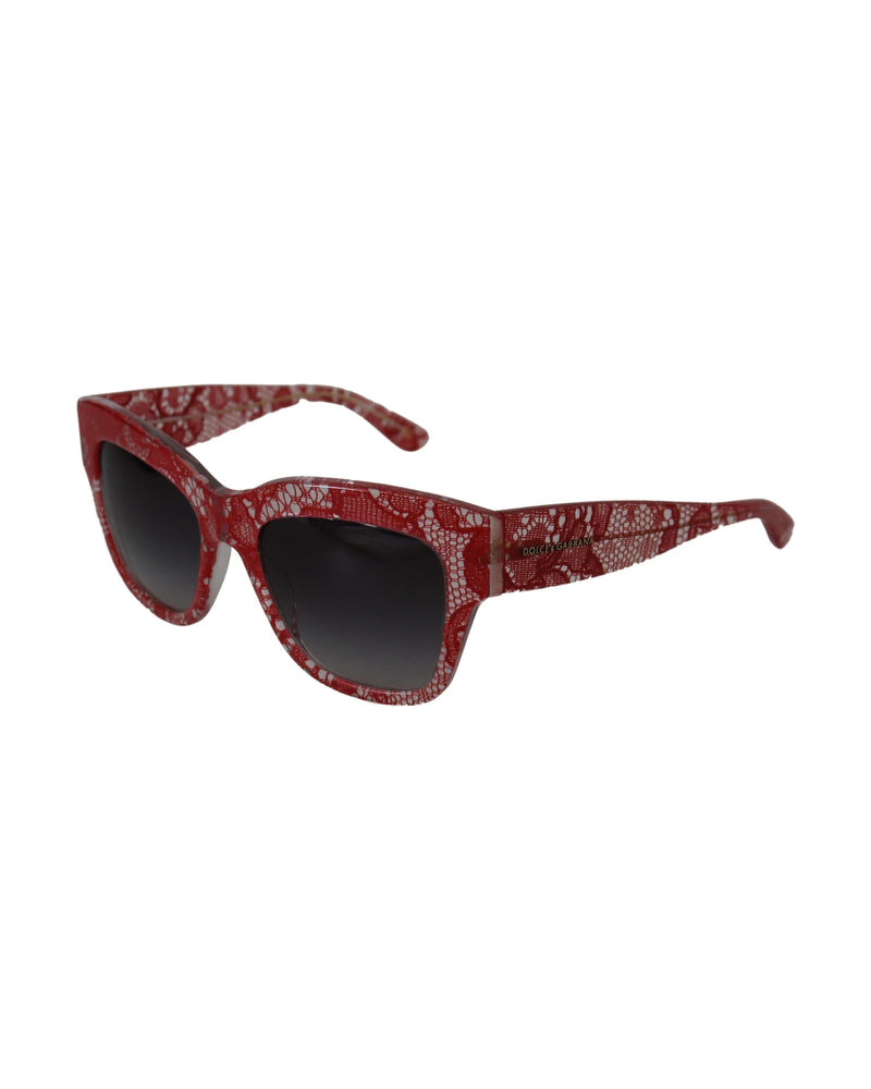 Dolce & Gabbana Red Lace Acetate Rectangle Sunglasses Glam Steals