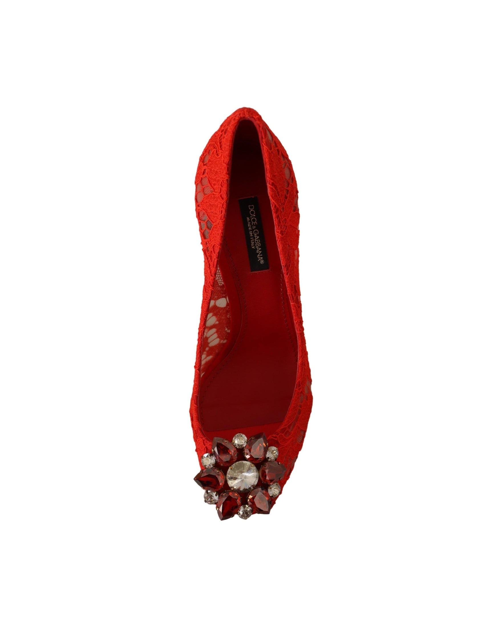 Dolce & Gabbana Red Lace Taormina Crystal Heels Pumps Glam Steals