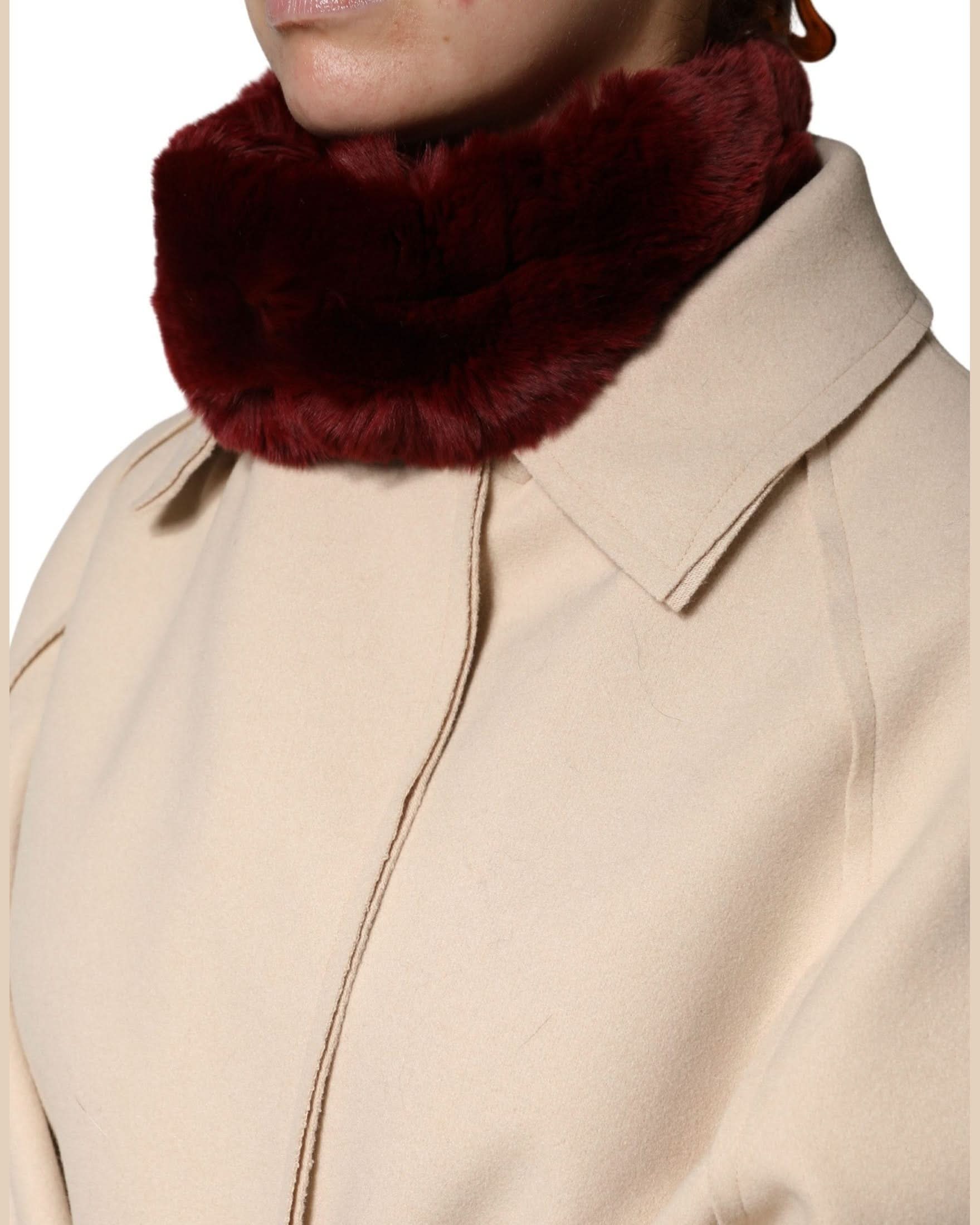 Dolce & Gabbana Red Lamb Fur Collar Neck Wrap Scarf 