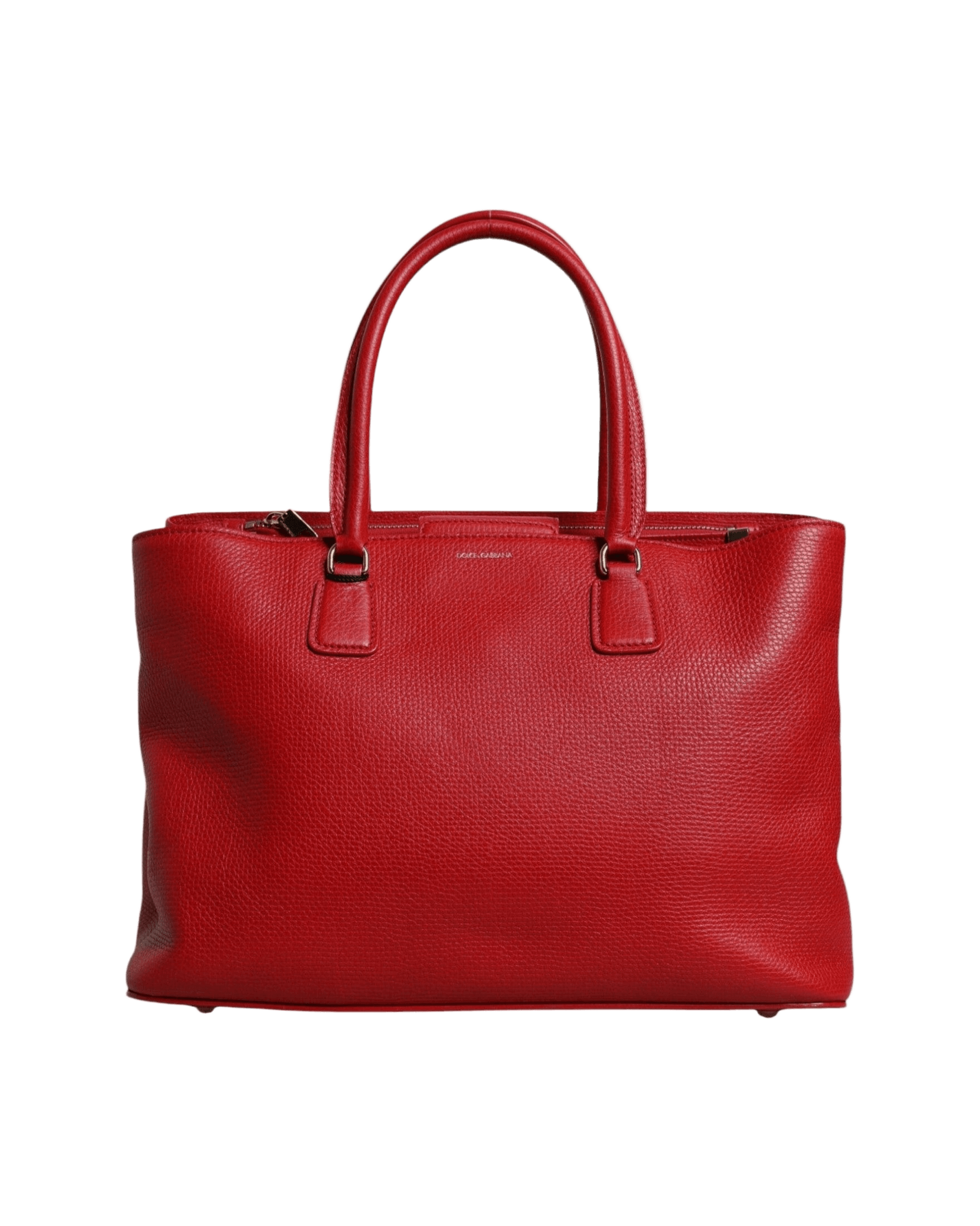 Dolce & Gabbana Red Leather Calfskin Logo Plaque Top Handle Bag Glam Steals