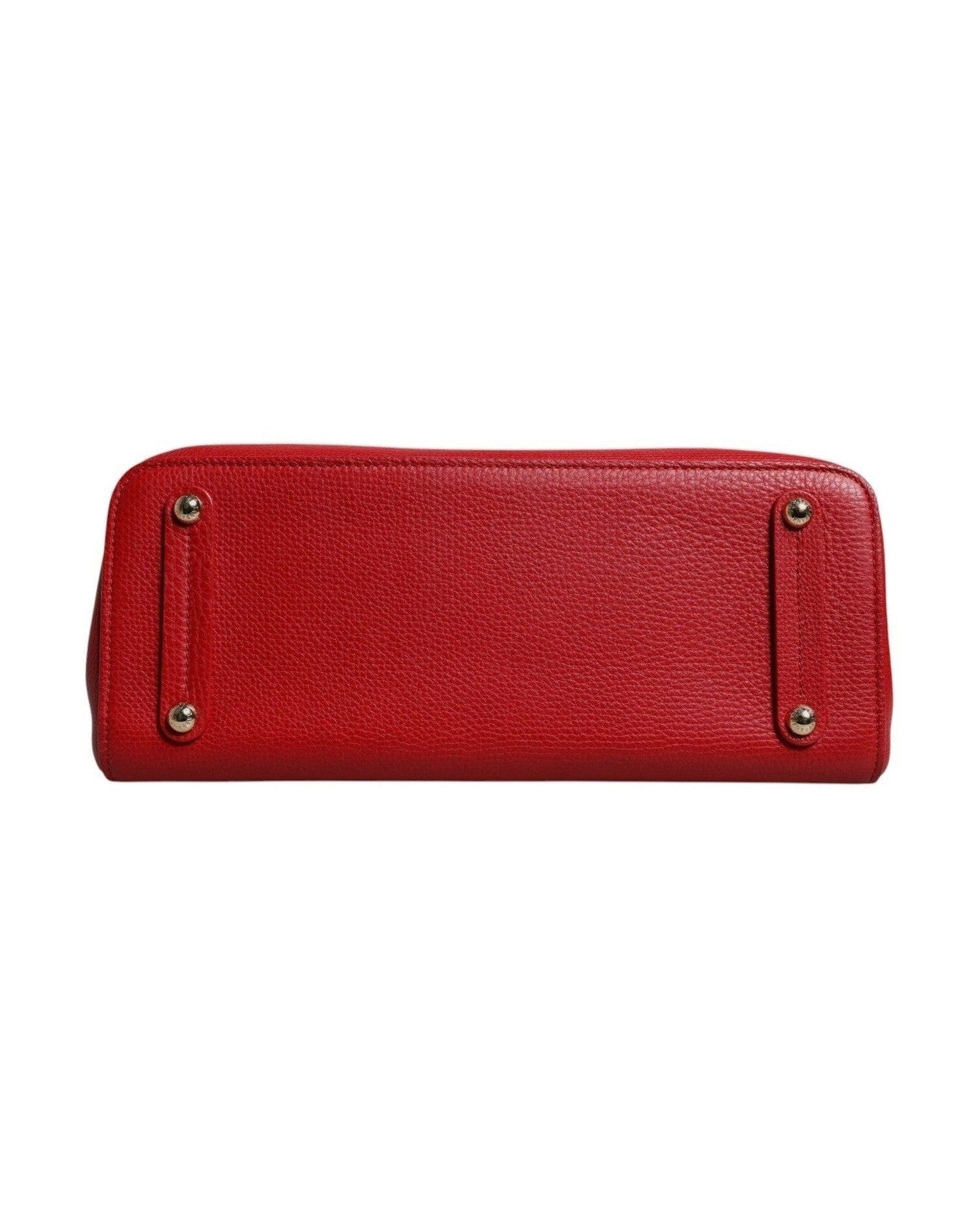 Dolce & Gabbana Red Leather Calfskin Logo Plaque Top Handle Bag Glam Steals