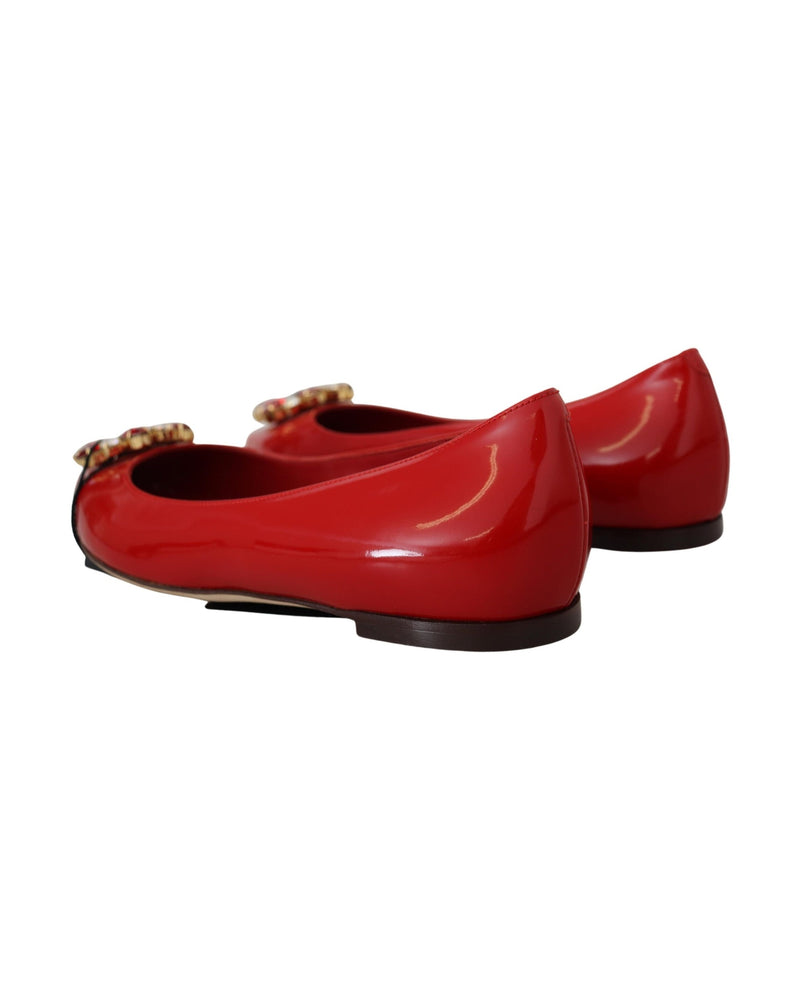 Dolce & Gabbana Red Leather Crystals Loafers Glam Steals