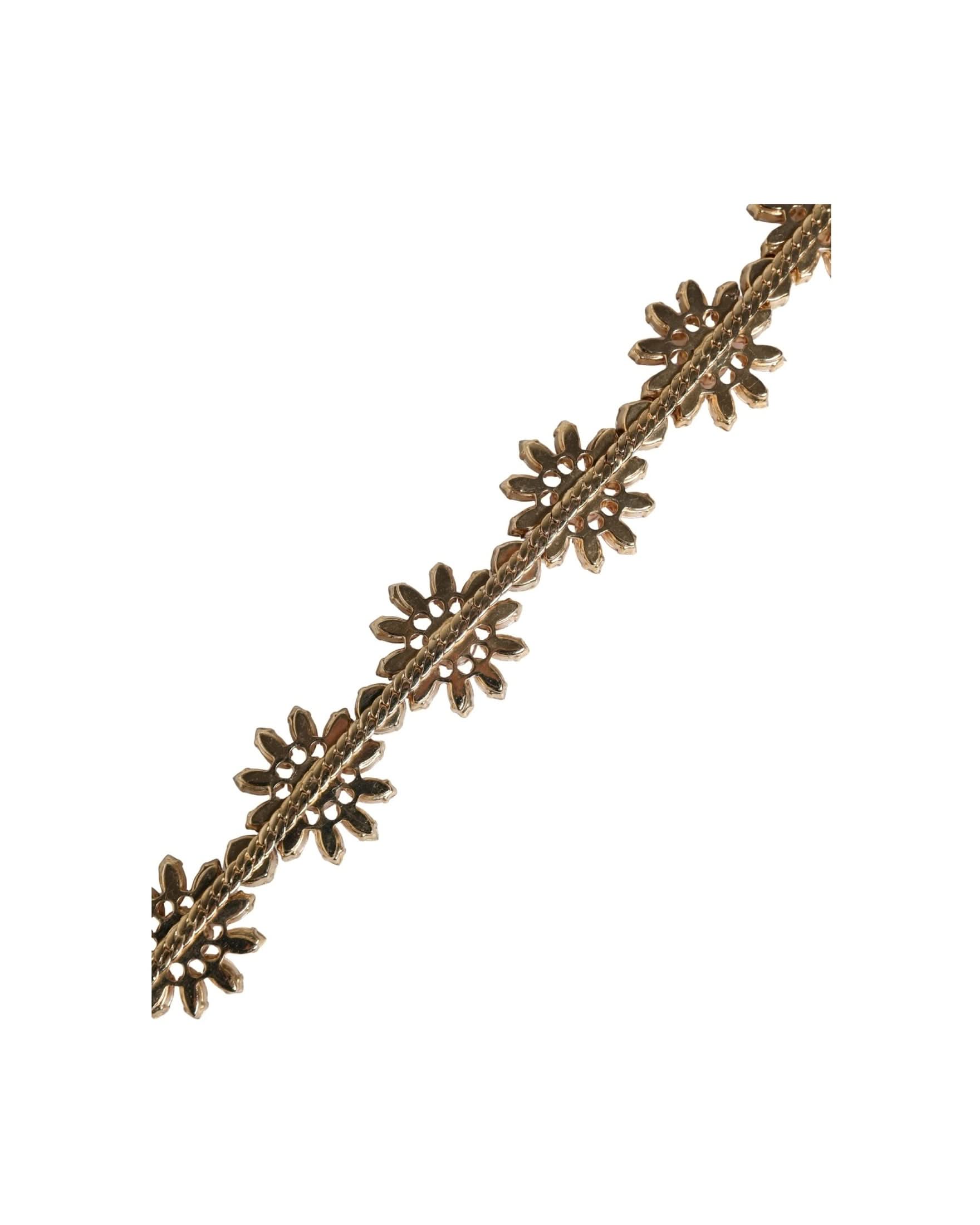 Dolce & Gabbana Red Leather Daisy Crystal Embellished Waist Belt 