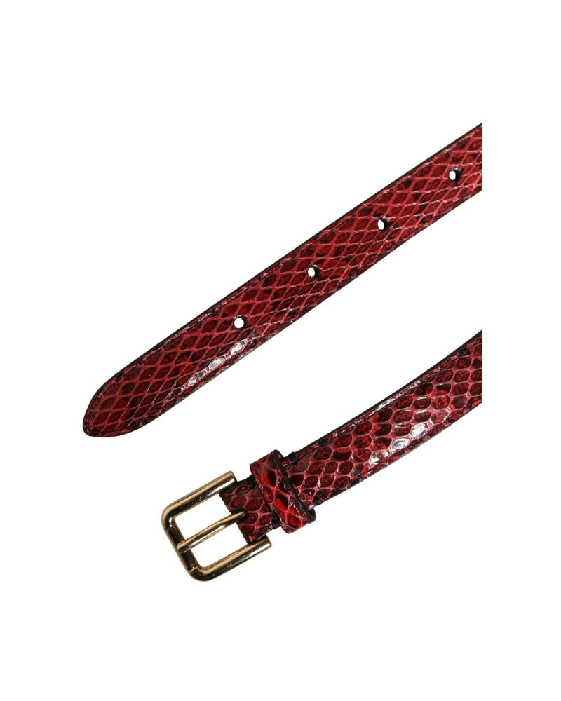 Dolce & Gabbana Red Leather Daisy Crystal Embellished Waist Belt 