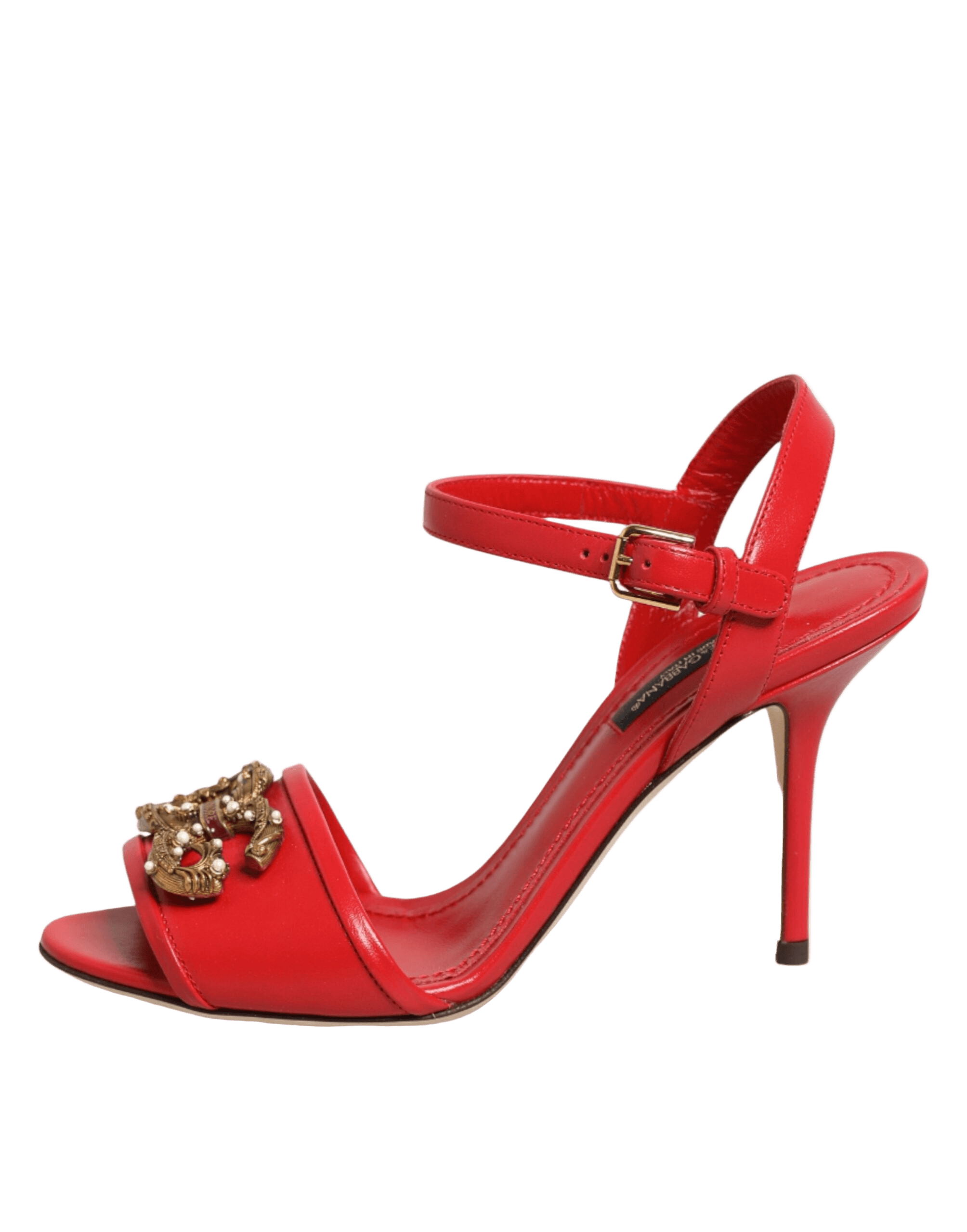 Dolce & Gabbana Red Leather Dg Amore Heels Sandals Shoes Glam Steals