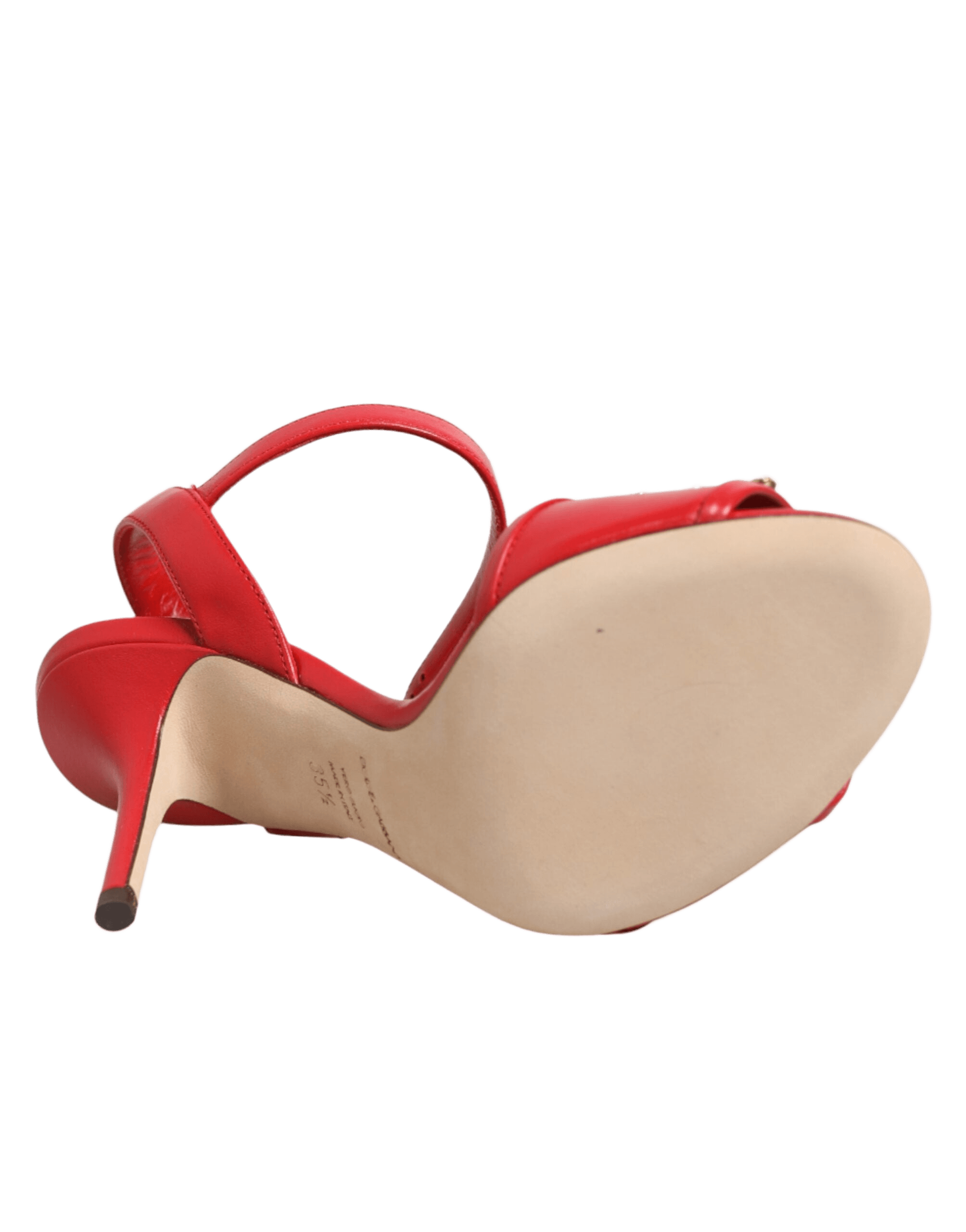 Dolce & Gabbana Red Leather Dg Amore Heels Sandals Shoes Glam Steals