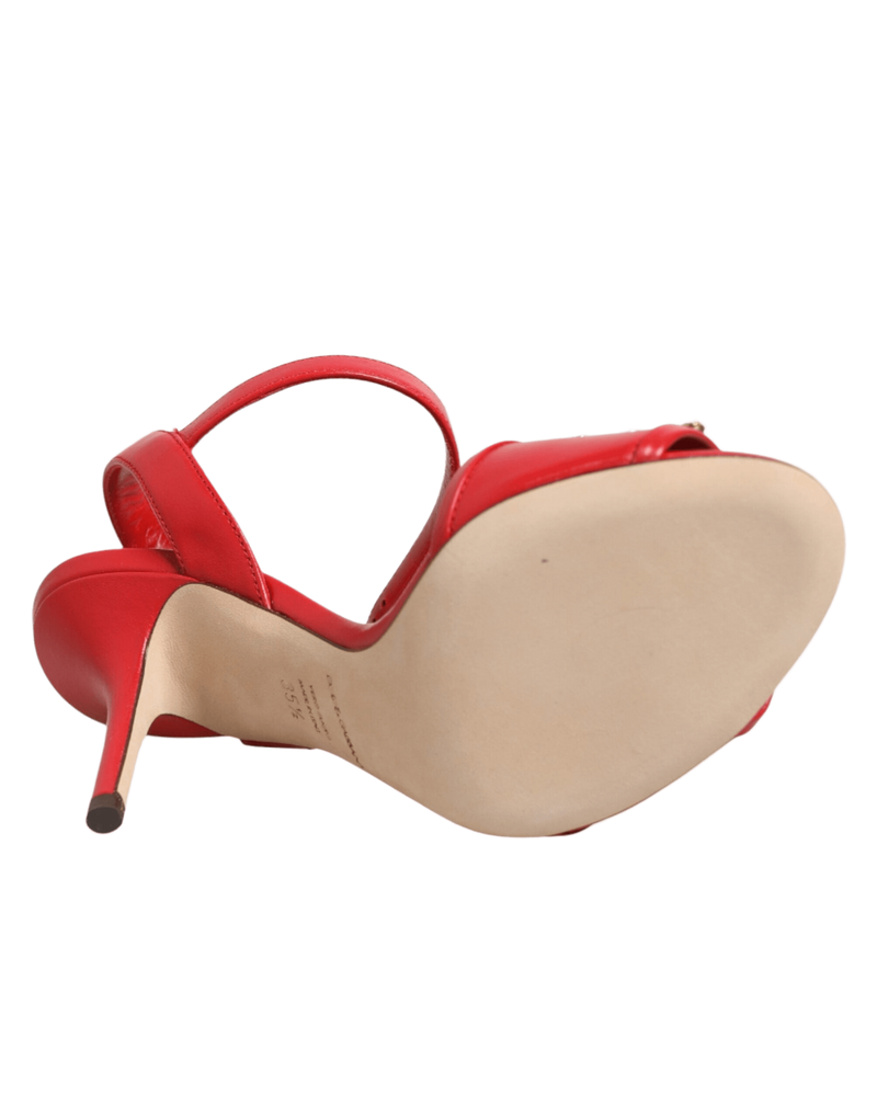 Dolce & Gabbana Red Leather Dg Amore Heels Sandals Shoes Glam Steals