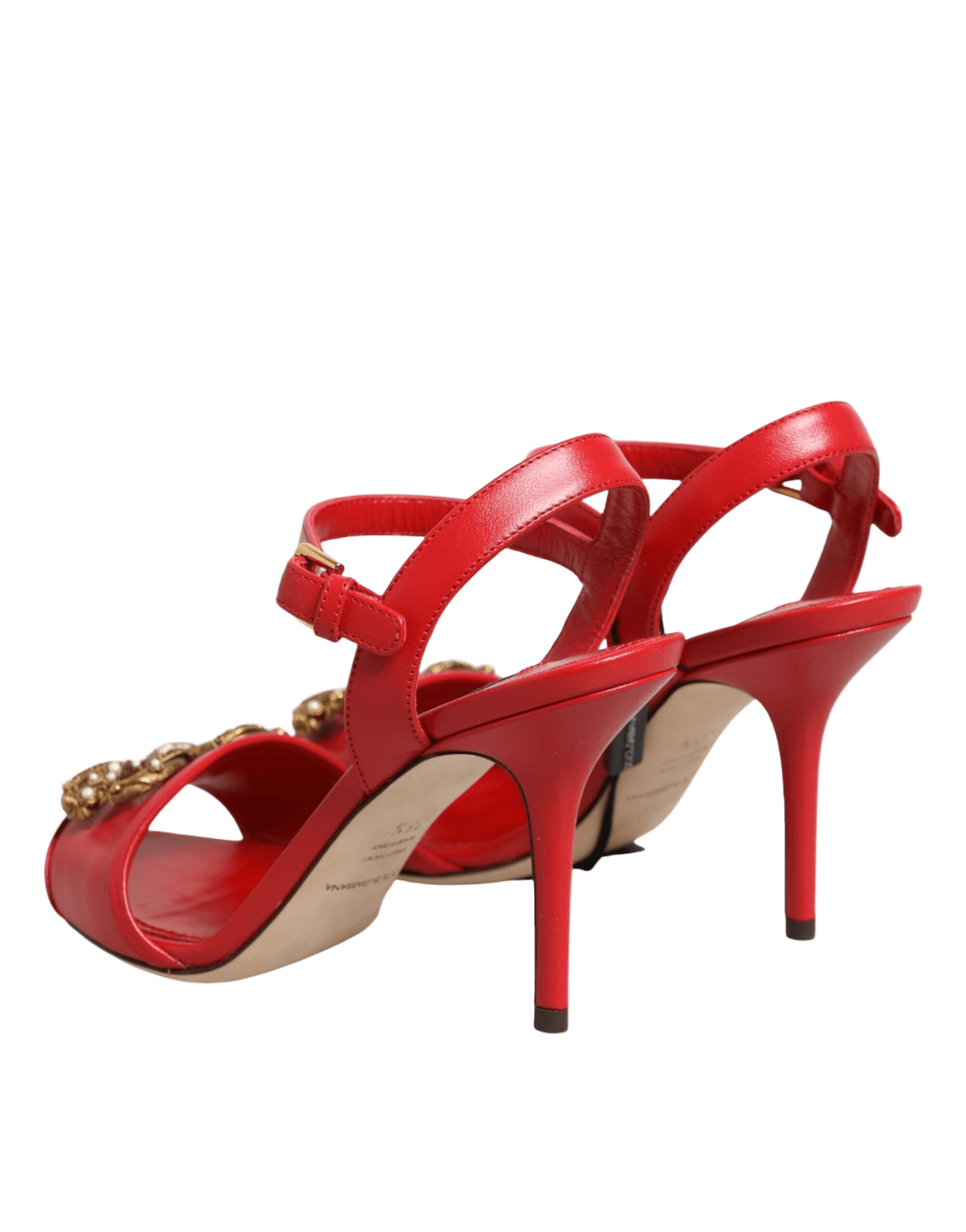 Dolce & Gabbana Red Leather Dg Amore Heels Sandals Shoes Glam Steals