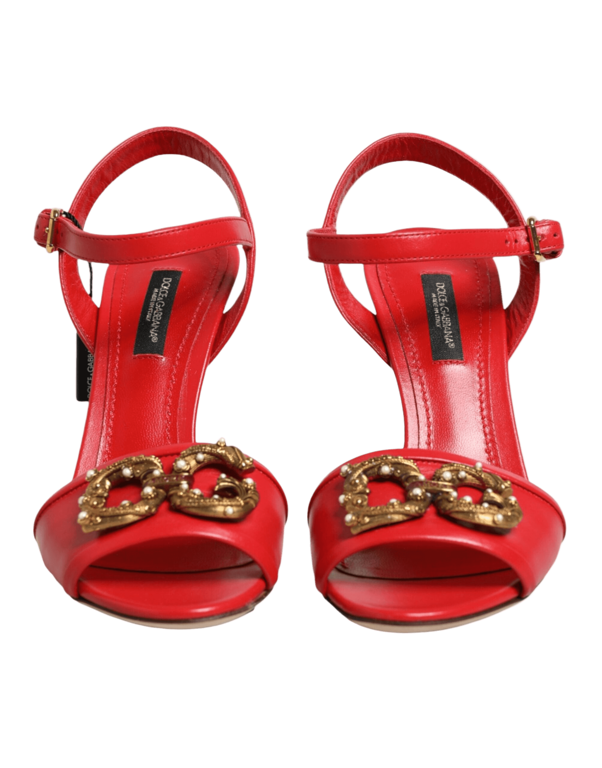 Dolce & Gabbana Red Leather Dg Amore Heels Sandals Shoes Glam Steals
