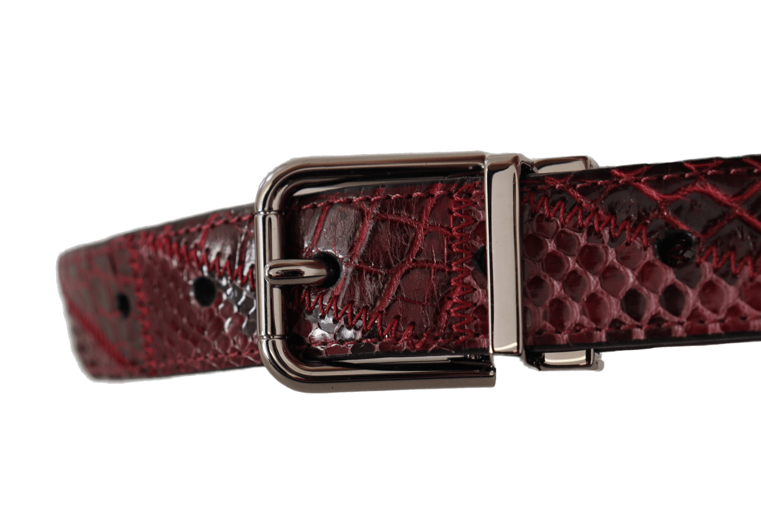Dolce & Gabbana Red Leather Exotic Metal Logo Buckle Belt Glam Steals