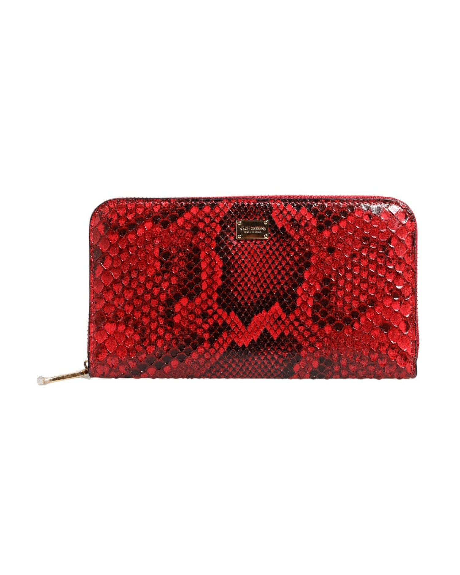 Dolce & Gabbana Red Leather Exotic Zip Around Continental Clutch Wallet Glam Steals