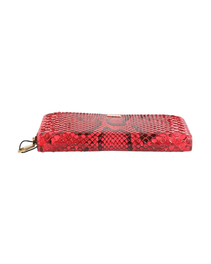 Dolce & Gabbana Red Leather Exotic Zip Around Continental Clutch Wallet Glam Steals