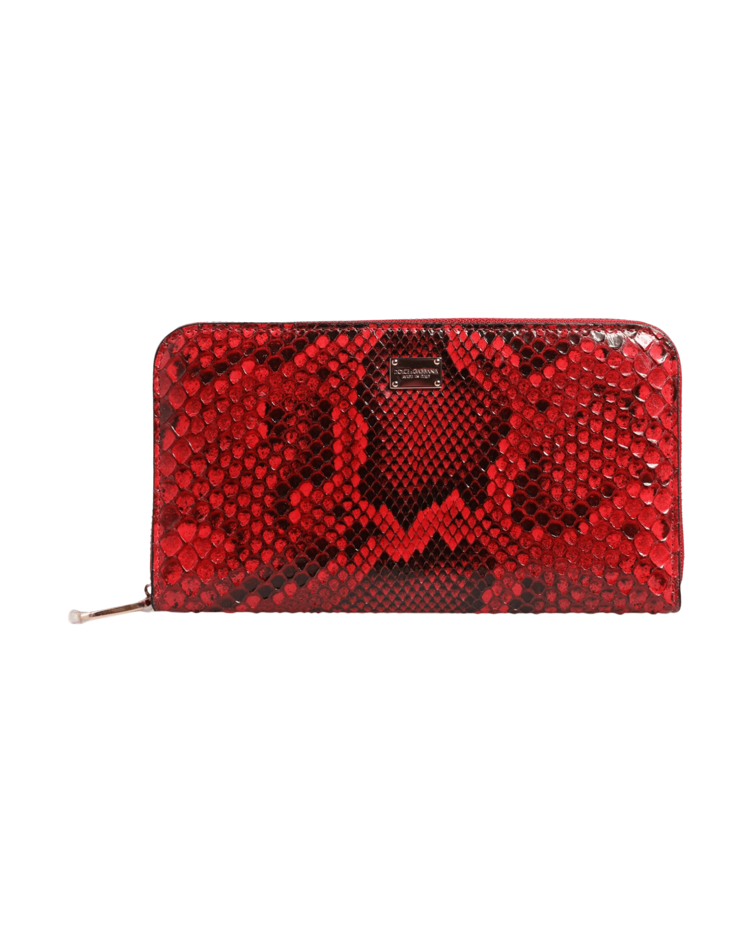 Dolce & Gabbana Red Leather Exotic Zip Around Continental Clutch Wallet Glam Steals